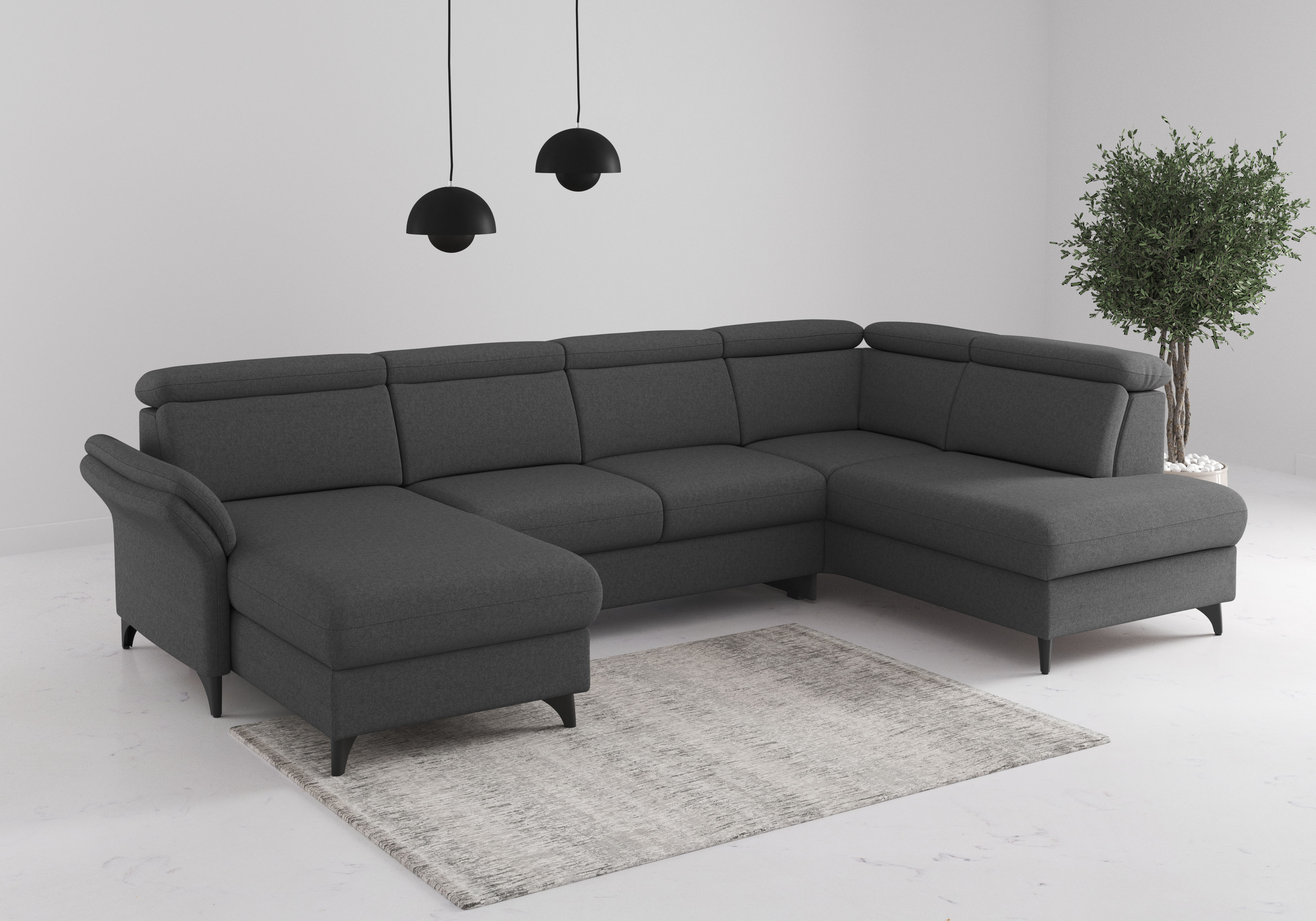 sit&more Wohnlandschaft "Glendale, U-Form" inkl. Kopfteilverstellung,wahlweise mit Vorziehsitz und Bettkasten