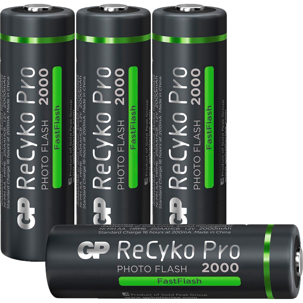 GP Batteries Batterie »4er Pack AA NiMH 2000 mAh ReCyko Pro Photoflash 1,2V«, 1,2 V, (Set, 4 St.)