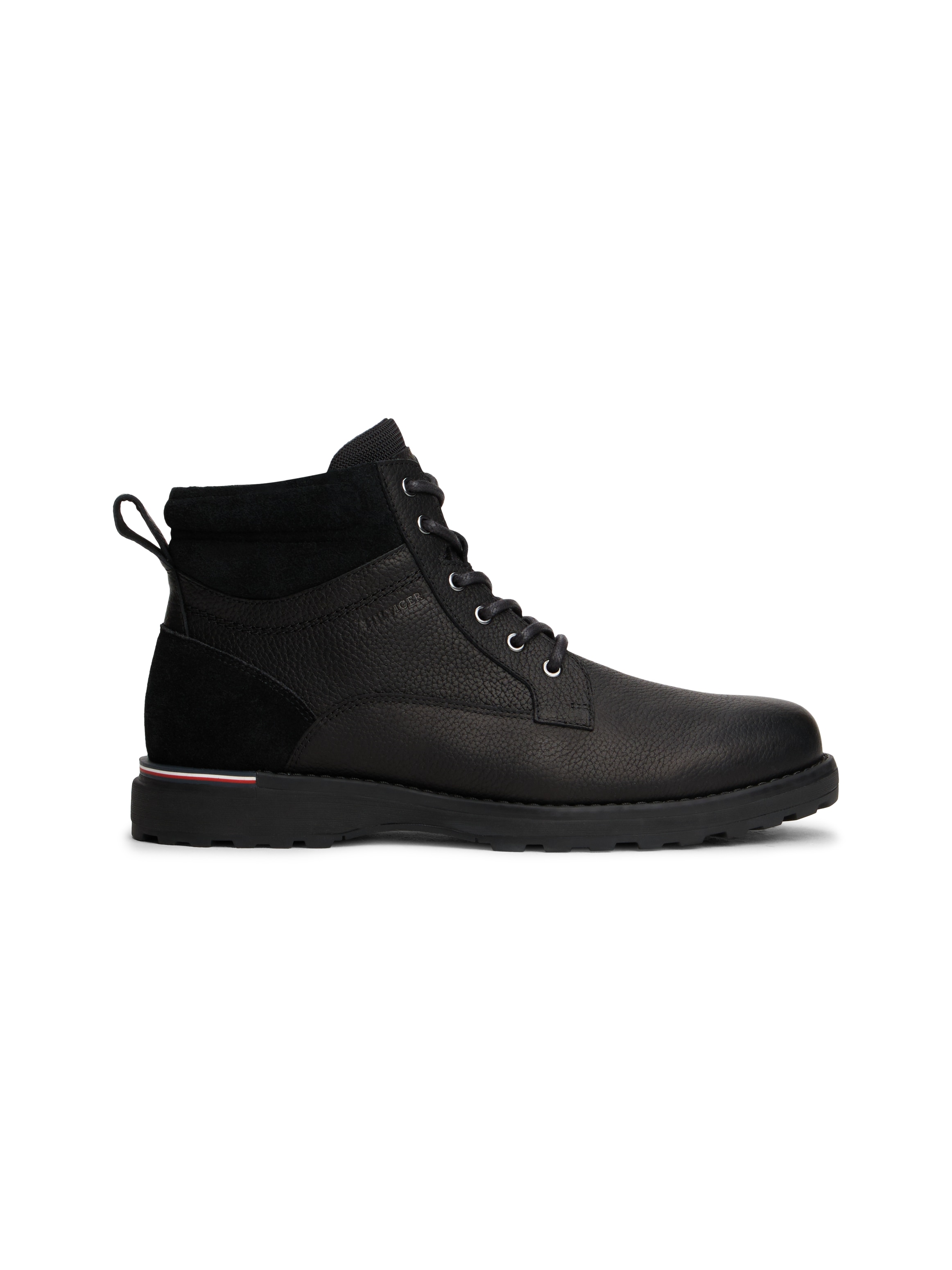 Tommy Hilfiger Schnürboots »CORPORATE W LTH LACE BOOT«, Schnürstiefelette mit Ziernähten und Anziehlasche