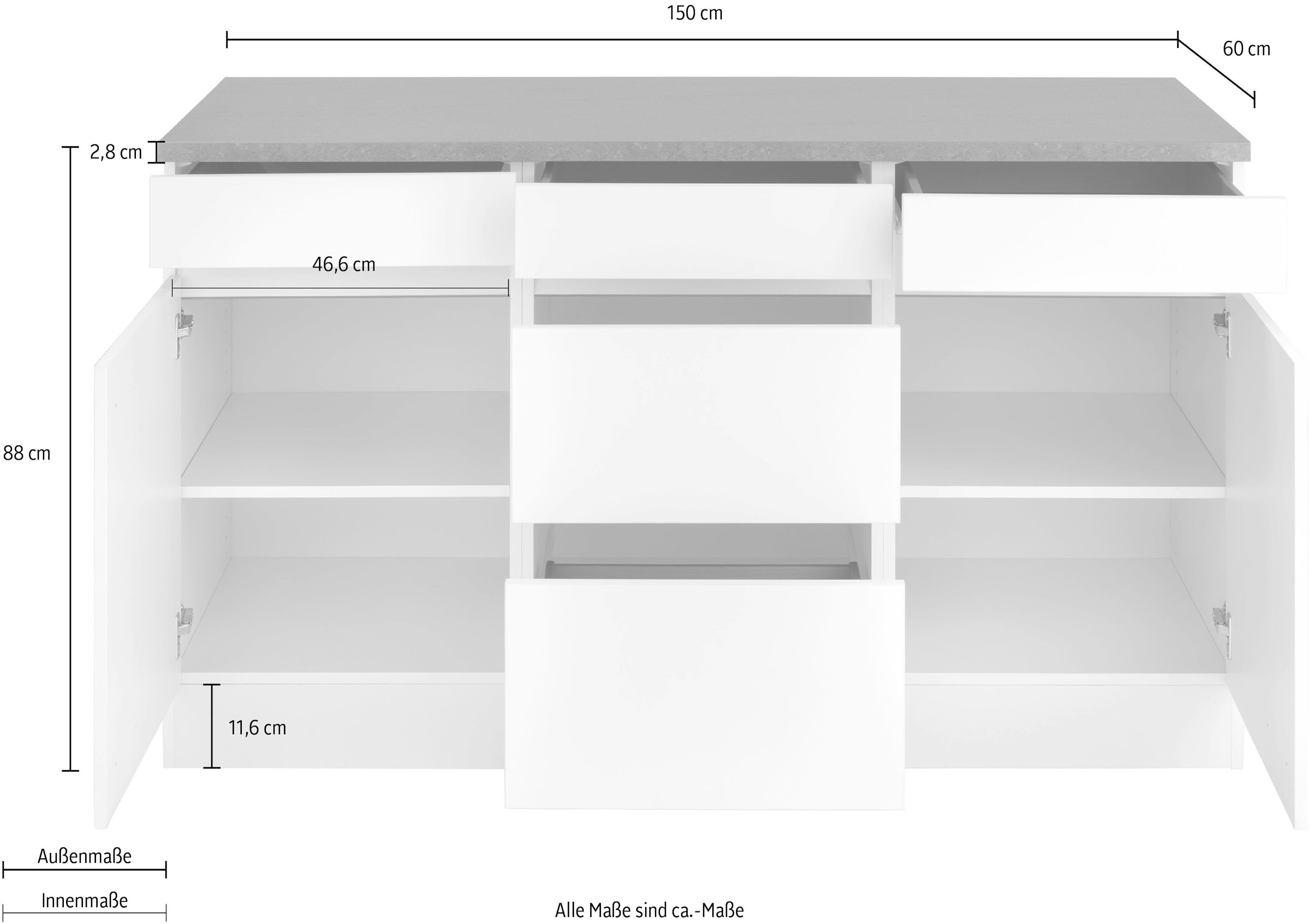 OPTIFIT Unterschrank »Roth«, Breite 150 cm | BAUR | Unterschränke