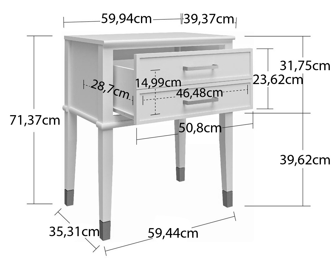 CosmoLiving by Cosmopolitan Beistelltisch »Westerleigh«, (1 St.), 1 Schublade, aus pflegeleichtem MDF, Beine aus Massivholz, Höhe 72 cm