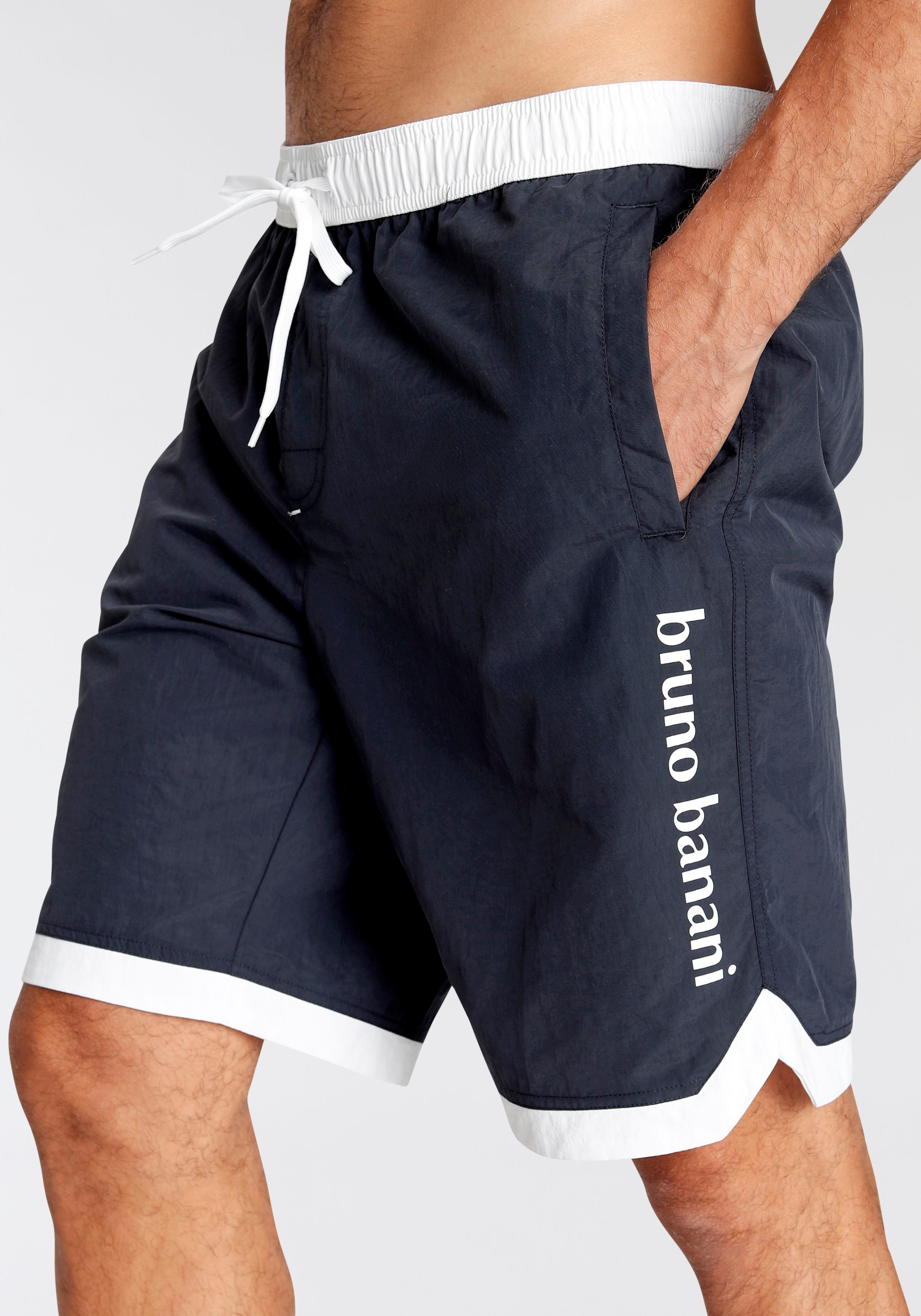 Boardshorts BRUNO BANANI "aus recyceltem Material", Herren, Gr. XL (56/58), N-Gr, blau (navy), Obermaterial: 100% Polyamid. Futter: 100% Polyester, bequem kurz, Hosen Boardshort 3