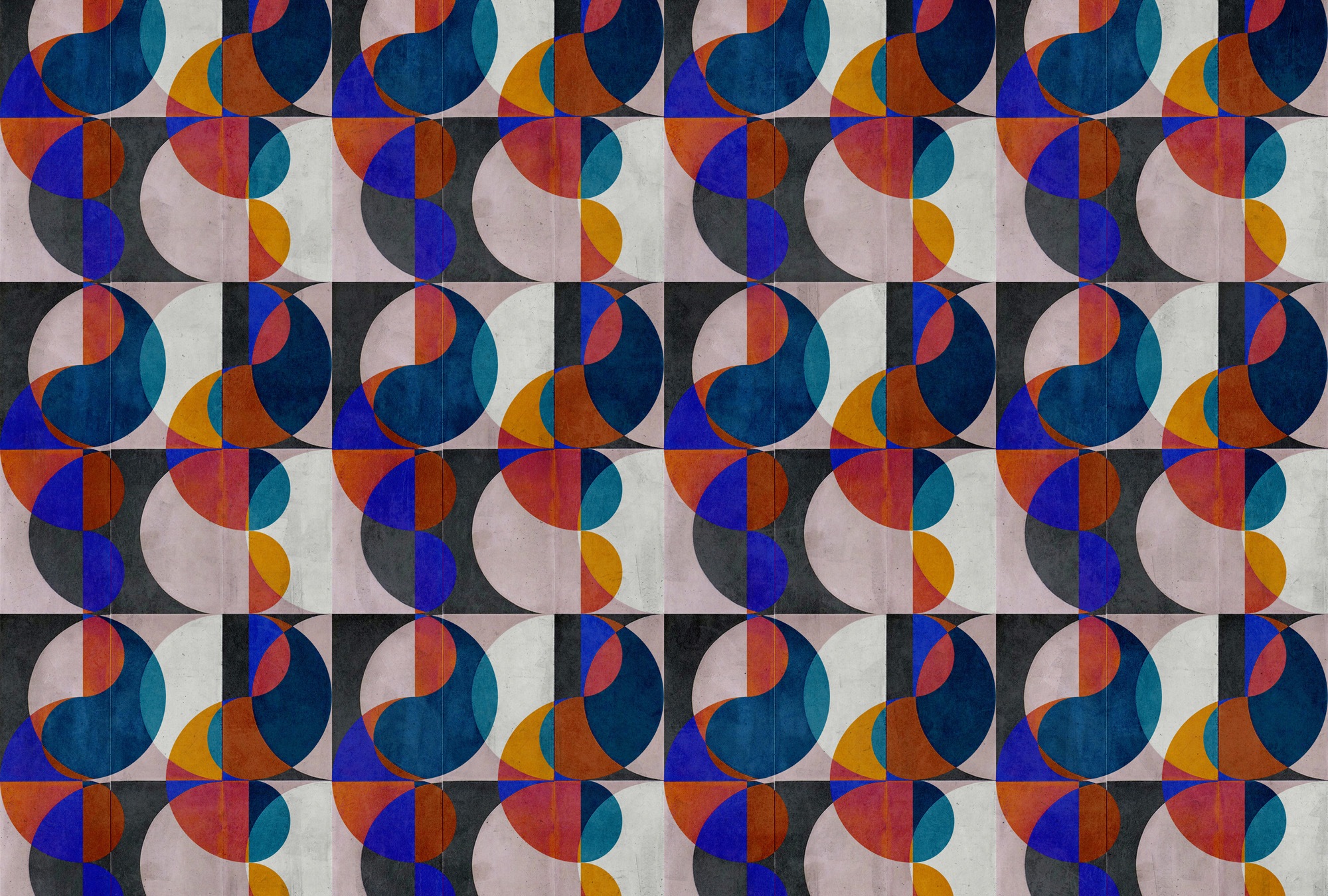 living walls Vliestapete »Geometrische Retro-Tapete Bunt Blau Orange« matt glatt