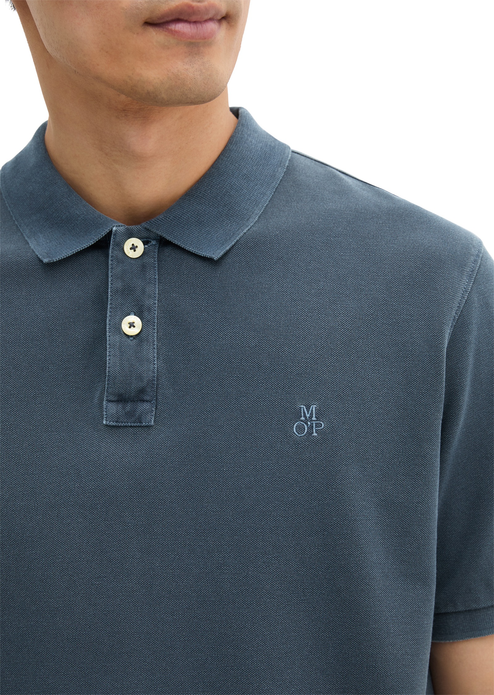 Poloshirt MARC O'POLO "aus Bio-Baumwolle", Herren, Gr. XXL, blau (navy teal), Obermaterial: 100% Baumwolle, unifarben, regular fit, Strickbündchen, Shirts 9