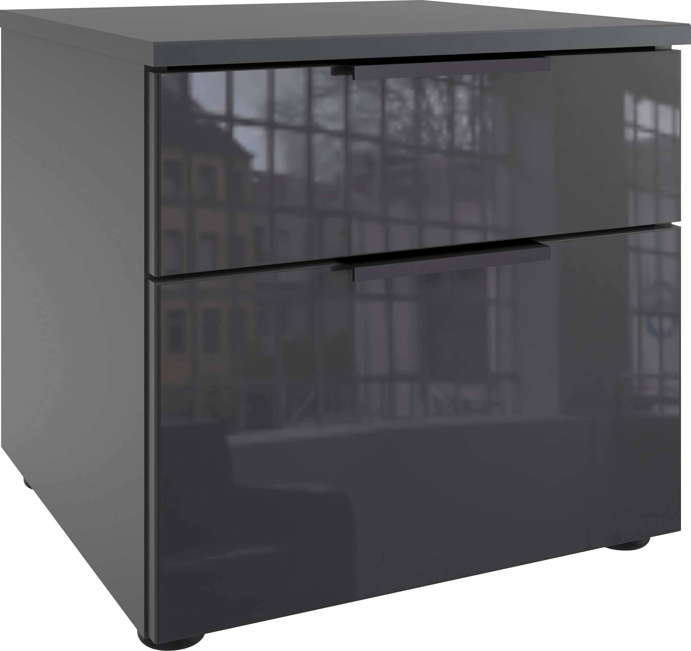 Wimex Nachtkommode "Level36 black C by fresh to go", Nachttisch mit Glaselementen auf der Front, soft-close Funktion