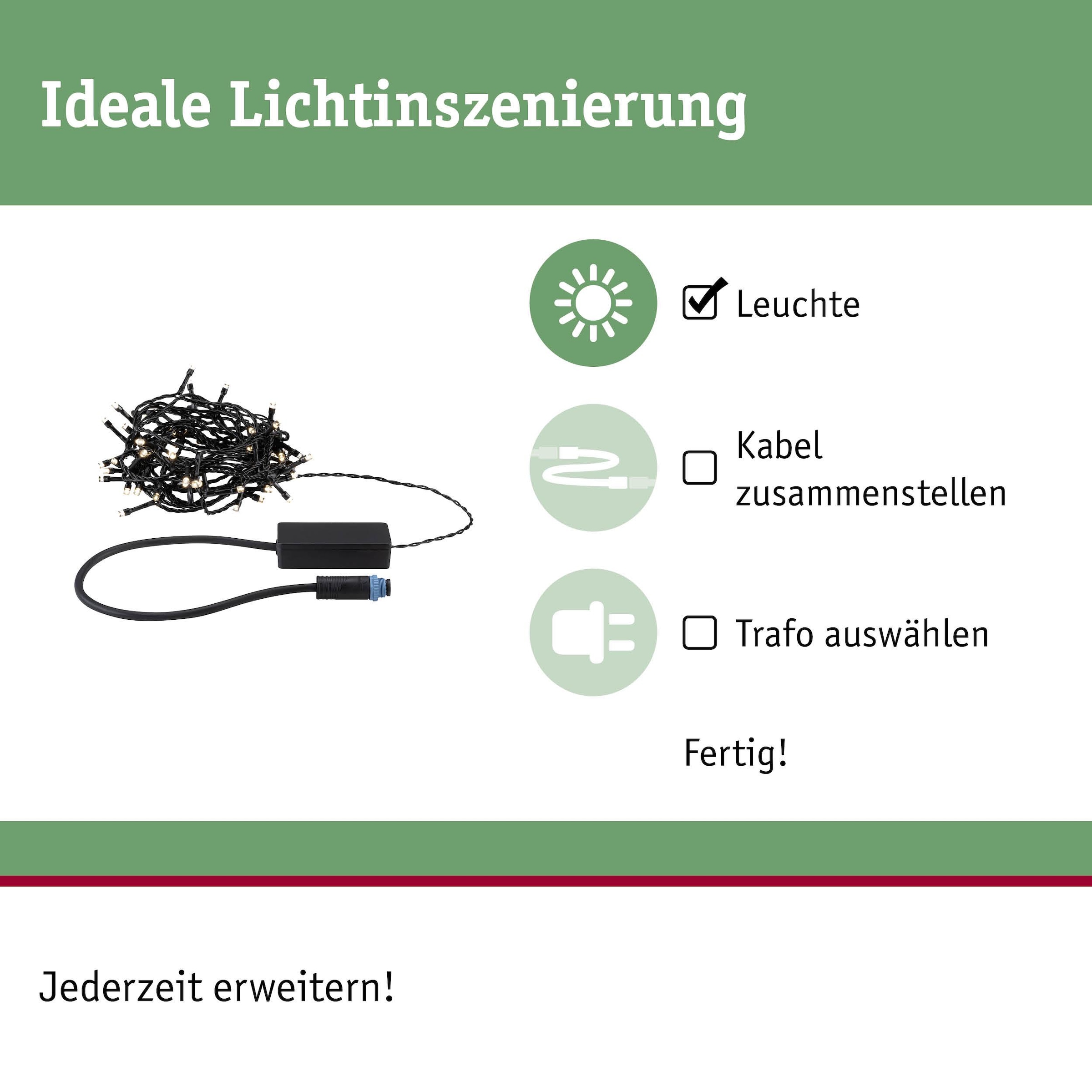 Paulmann LED-Lichterkette »Yuna IP44 Schwarz« 1 Stk.-flammig dimmbar