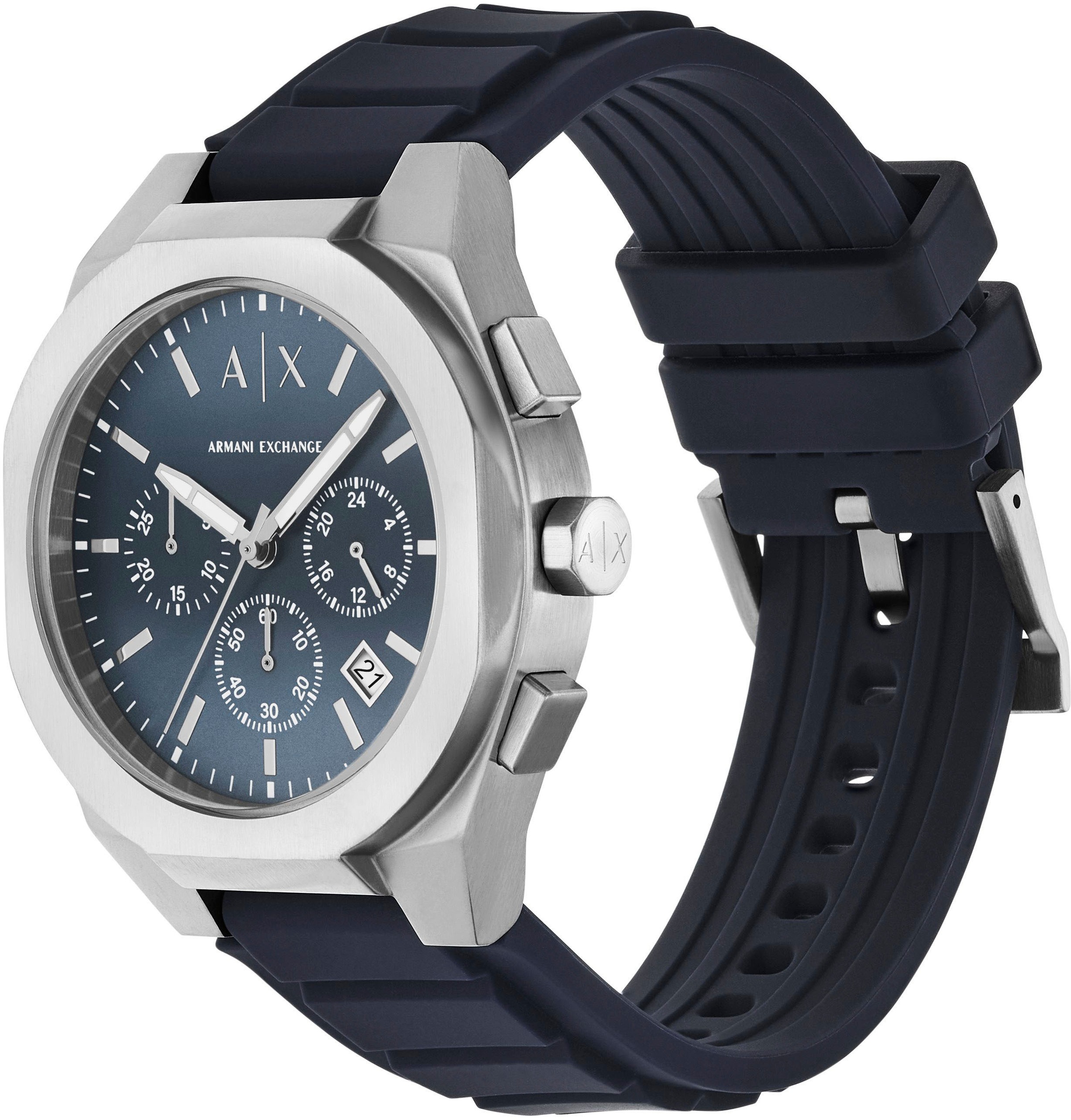 ARMANI EXCHANGE Chronograph »SYNC«, Quarzuhr, Armbanduhr, Herrenuhr, Silikonarmband, Datum, Stoppfunktion