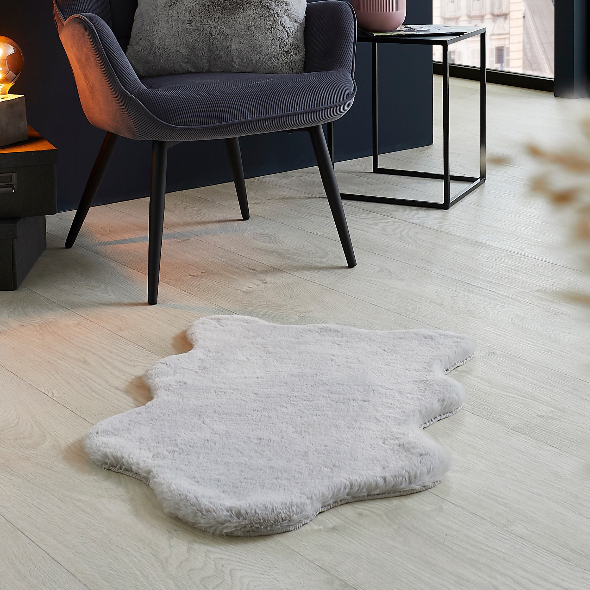 OTTO home Fellteppich "Lugano" fellförmig 30 mm Höhe Kunstfell, Uni Farben, günstig online kaufen