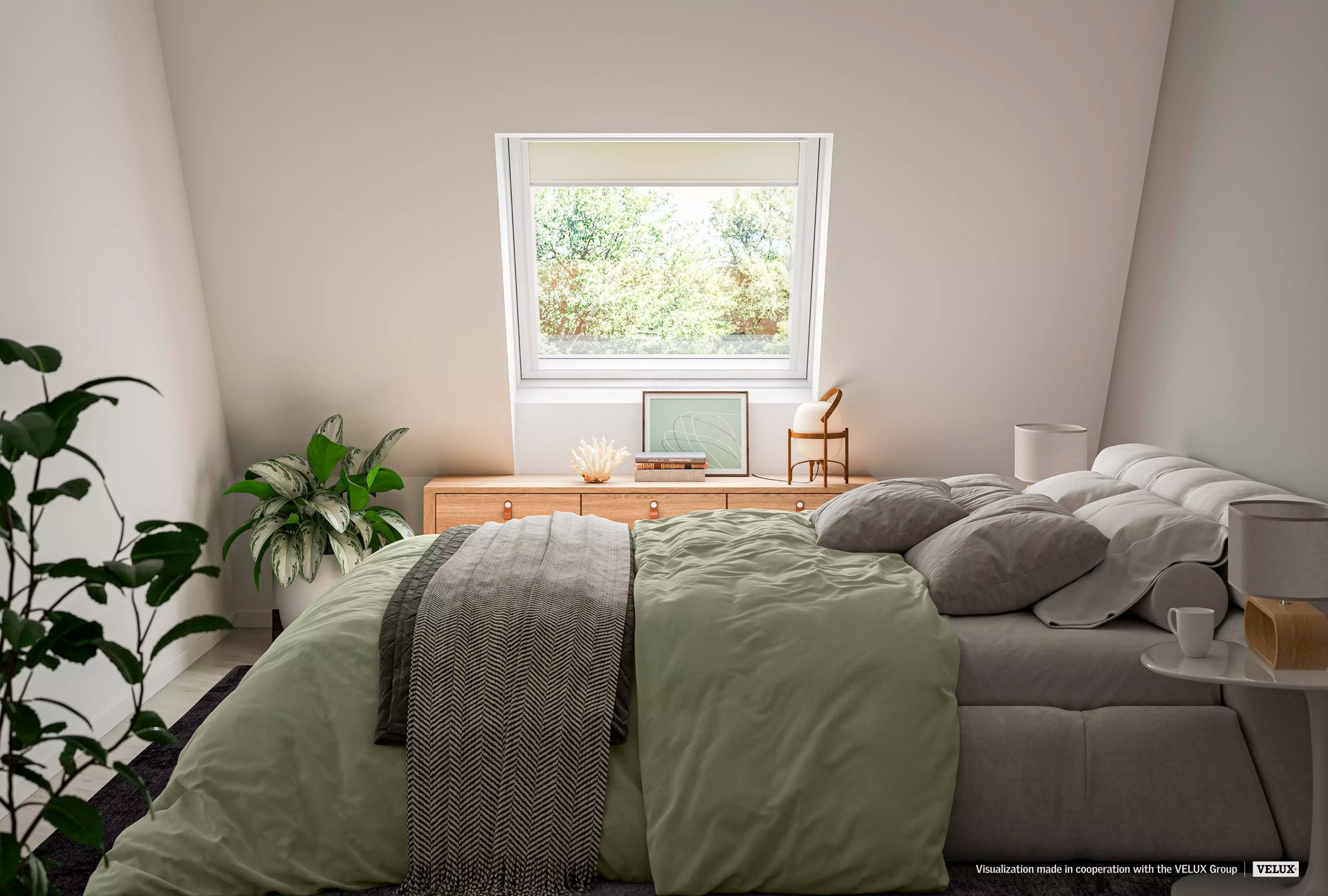 Thumbnail - VELUX Verdunklungsrollo "DKL 1085SWL" verdunkelnd ohne Bohren in Führungsschienen Stoff hellbeige mit alufarbenen Führun...