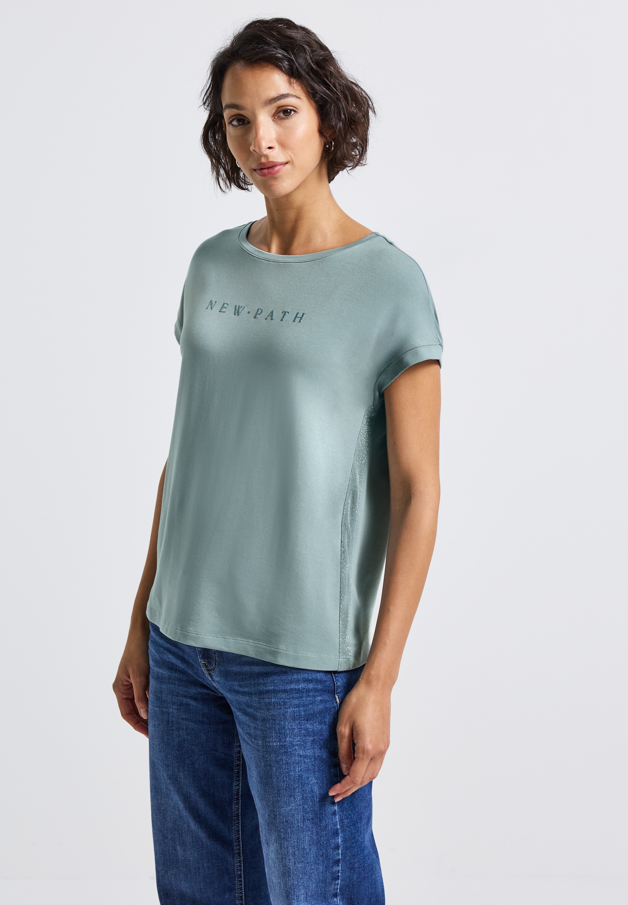 STREET ONE T-Shirt, mit Glitzer-Wording-Print günstig online kaufen
