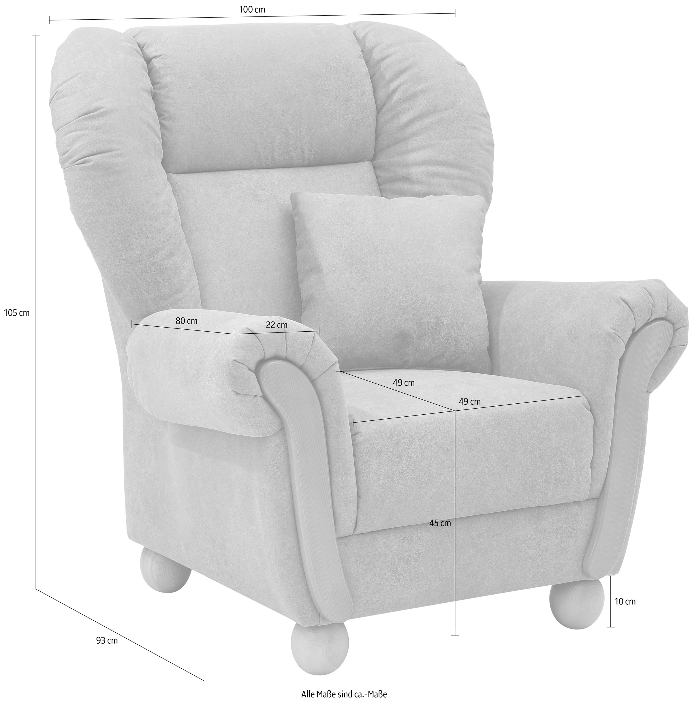 Thumbnail - Home affaire Loungesessel "Milano Vintage, Hochlehnsessel, Ohrensessel", hoher Sitzkomfort mit hoher Rückenlehne, incl. ...