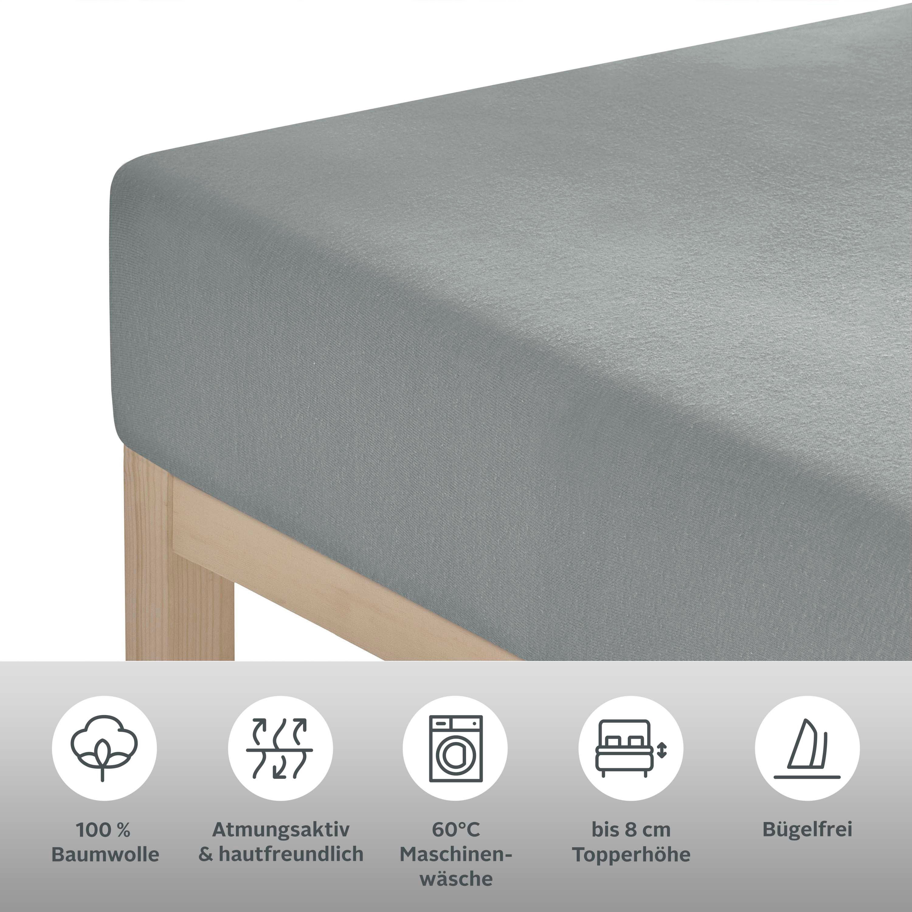 Thumbnail - OTTO home Spannbettlaken "Physalis Topper Basic, in Gr. 90x200, 140x200 oder 180x200 cm" Baumwolle, Matratzen bis 8 cm H...