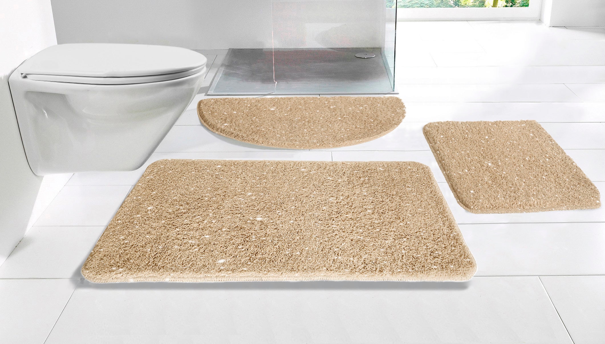 my home Badematte "Glitzer, Badvorleger, Badezimmer Teppich" Höhe 30 mm rut günstig online kaufen