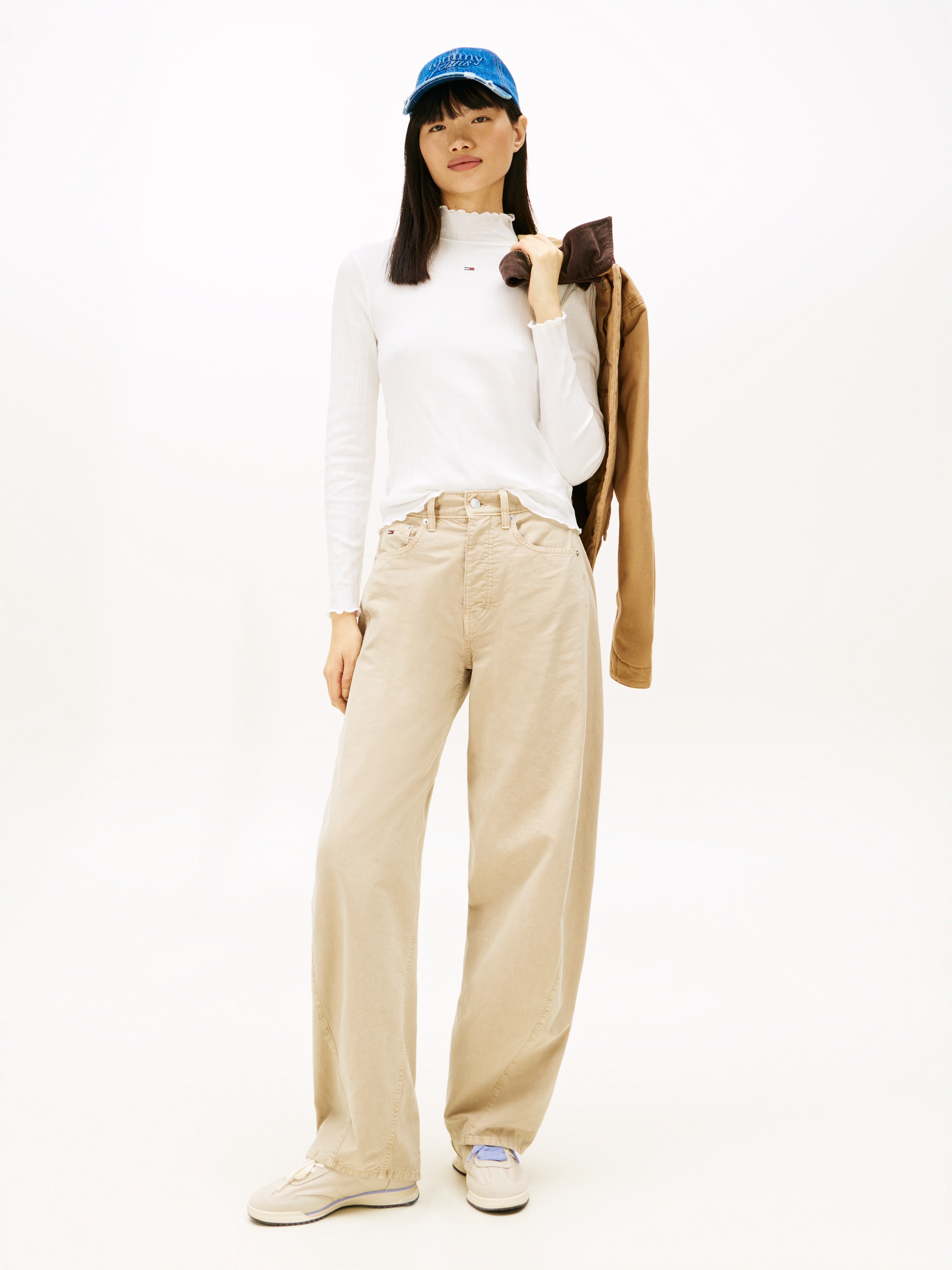 Tommy Jeans Langarmshirt »TJW SLIM RIB LETTUCE EDGE LS« Packung, 3 tlg. in gerippter Struktur