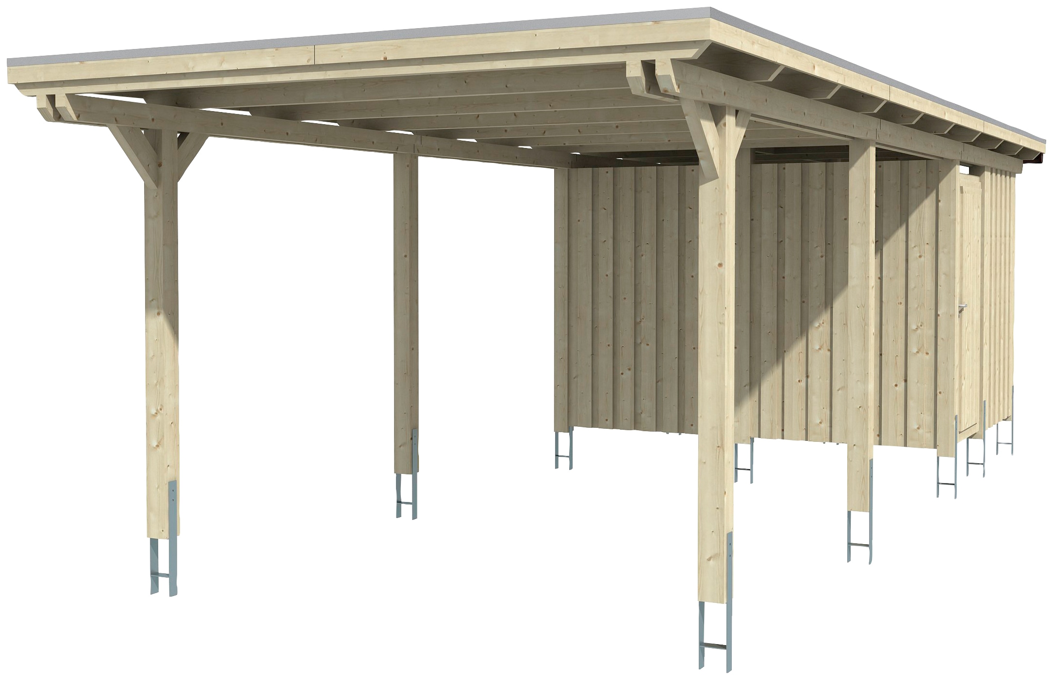 Skanholz Einzelcarport »Emsland«, Holz, 291 cm, natur, mit Abstellraum, versch. Farben