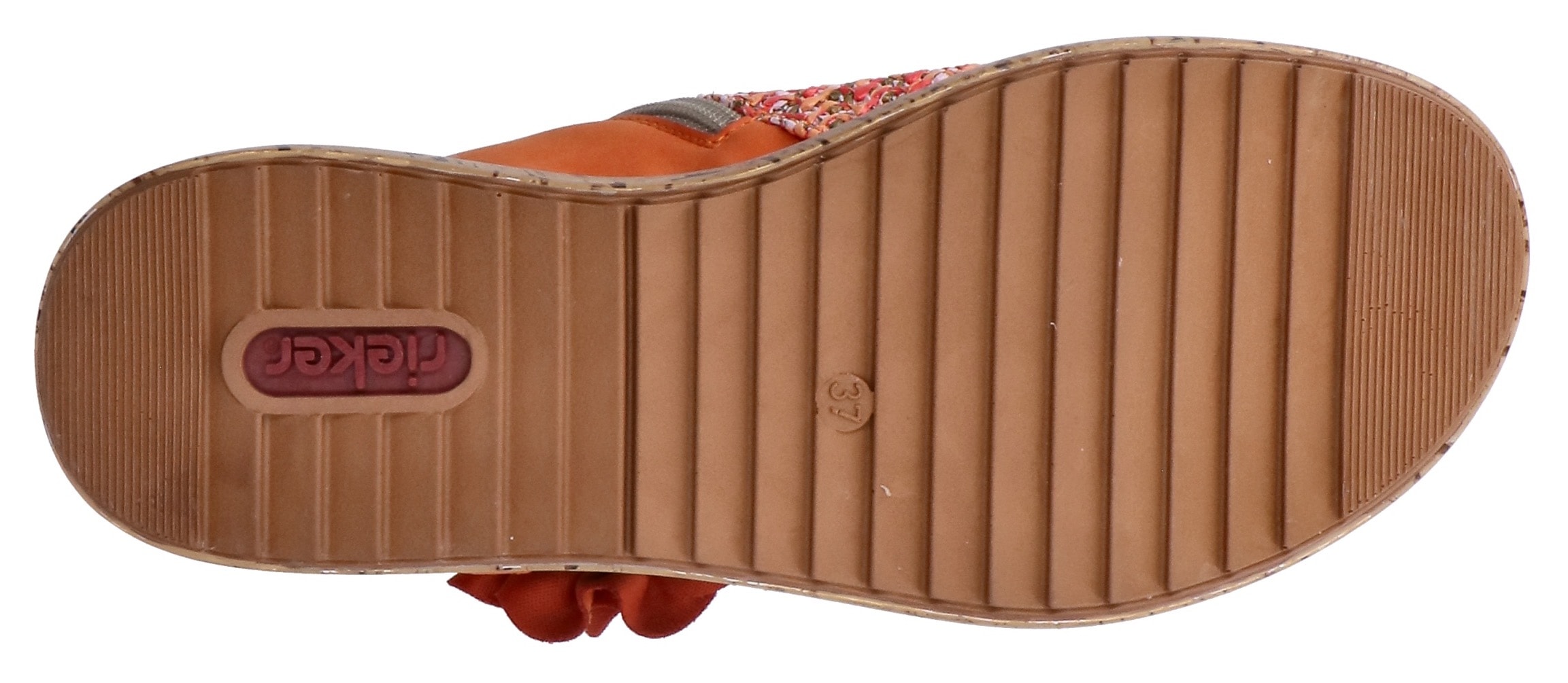 Rieker Plateausandale  Schaftsandale, Sommerschuh mit großer Blüte und Innenreißverschluss