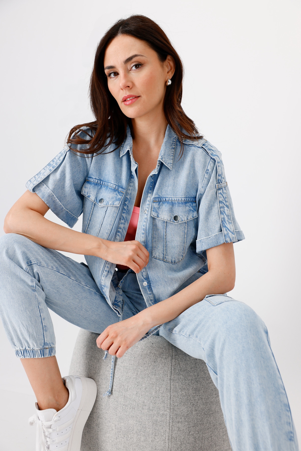 Monari Jeansblazer »Jacke Lyocell«, Mit Rundhalsausschnitt