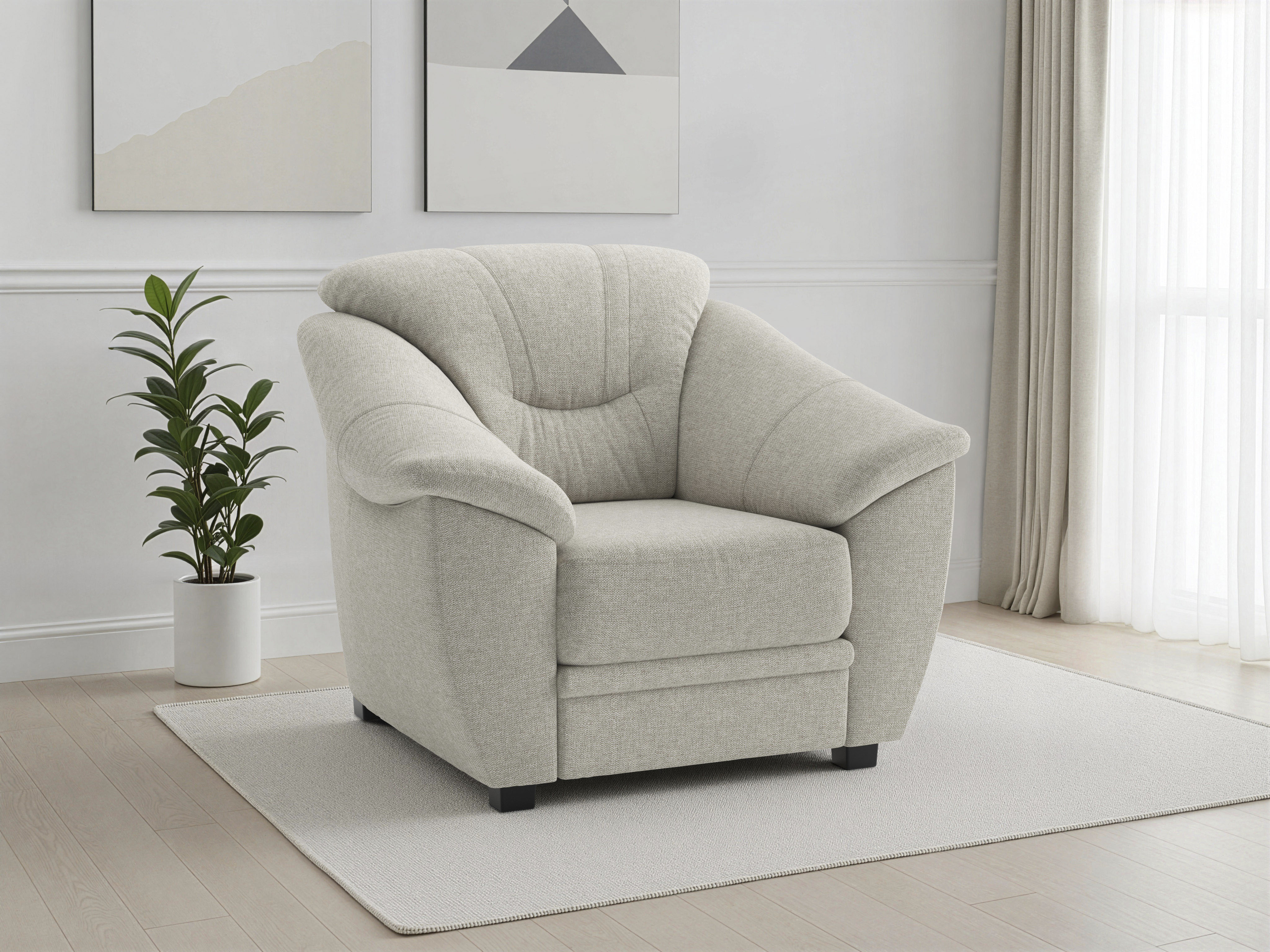 sit&more Sessel "Savona, B: 103 cm, Federkern-Polsterung, komfortable Sitzhöhe 46 cm" Bequeme Armlehnen, Ziernähte, frei im Raum stellbar, zeitloses Design