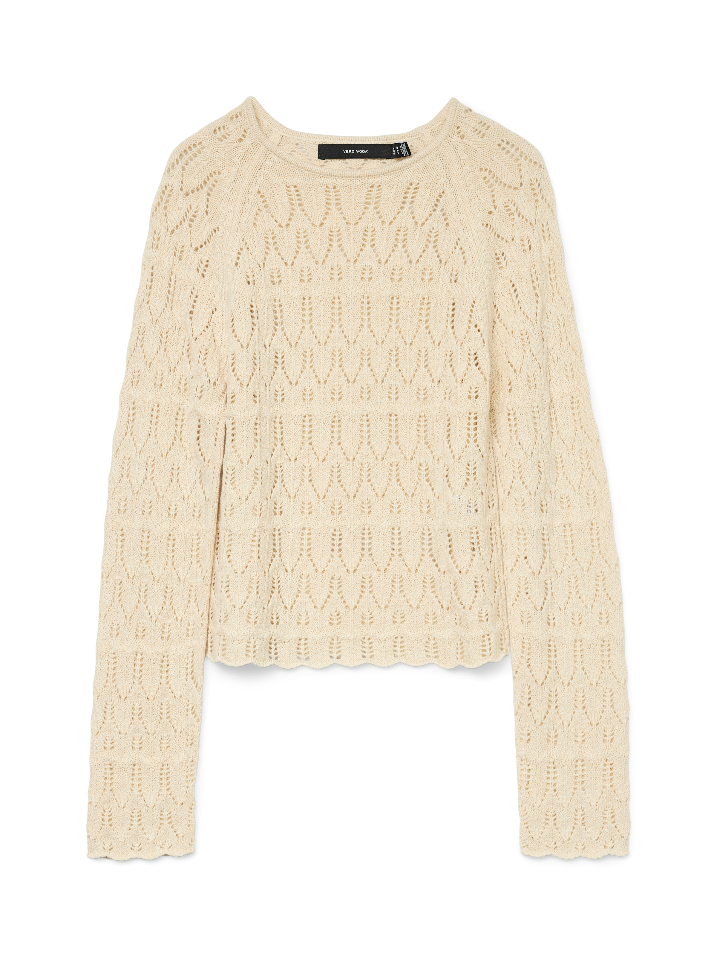 Vero Moda Strickpullover »VMNEWFABIENNE LS O-NECK PULLOVER NOOS«, im hochwertigen Ajourstrickmuster