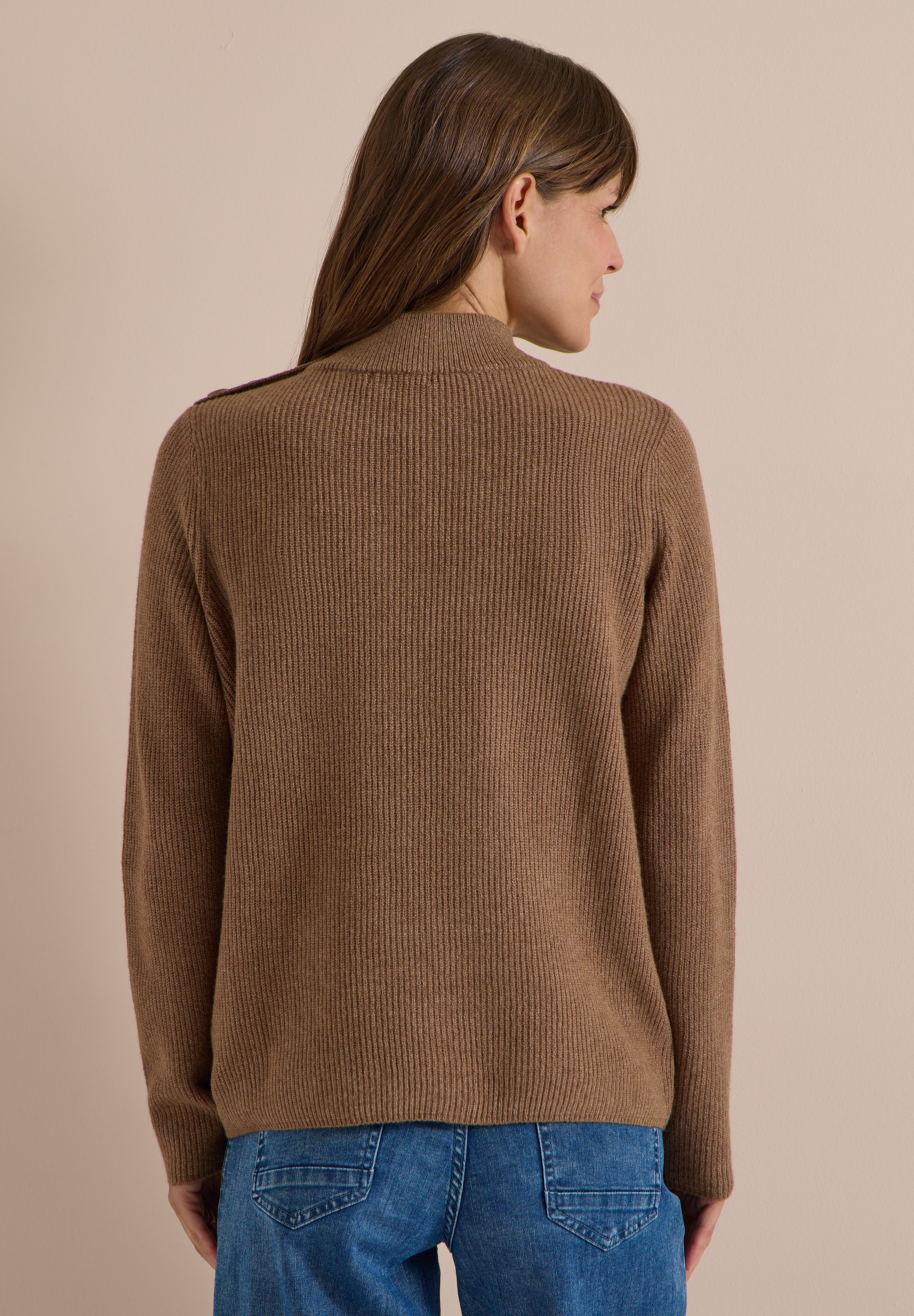 Cecil Stehkragenpullover aus softem Materialmix