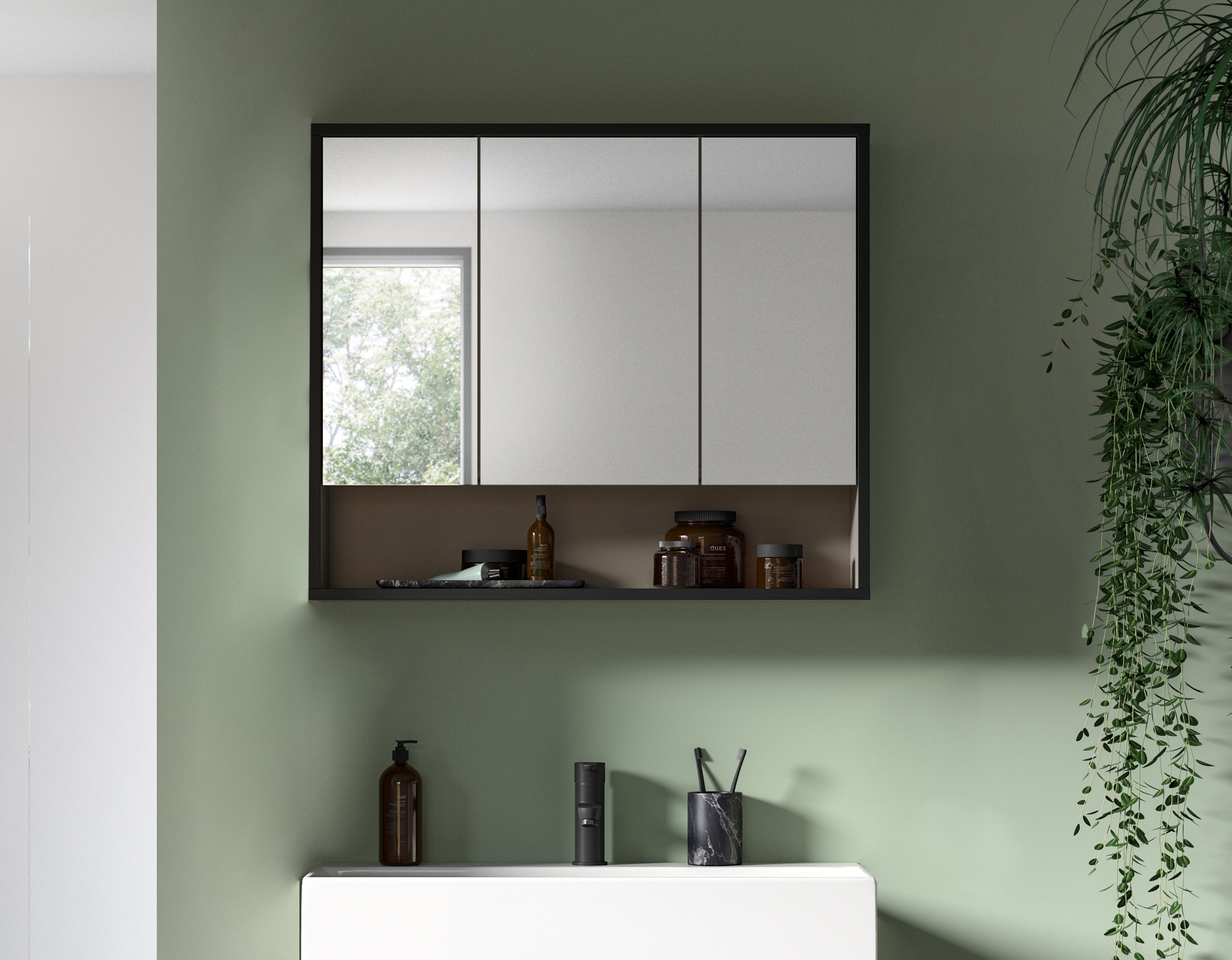 welltime Spiegelschrank "Locri, Höhe 68 cm, 2 Spiegeltüren", (1 St.), moder günstig online kaufen