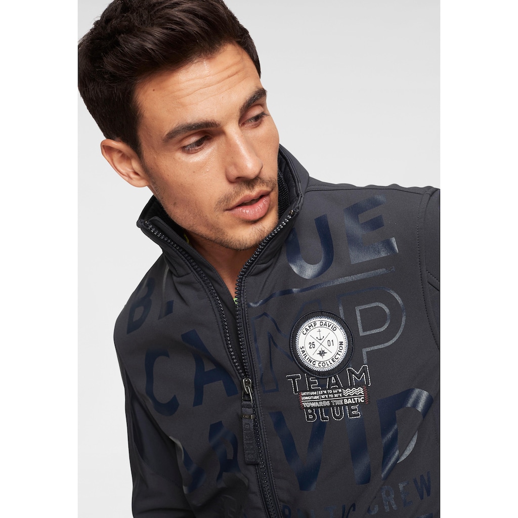 CAMP DAVID Softshelljacke, mit auffälligem Logodruck