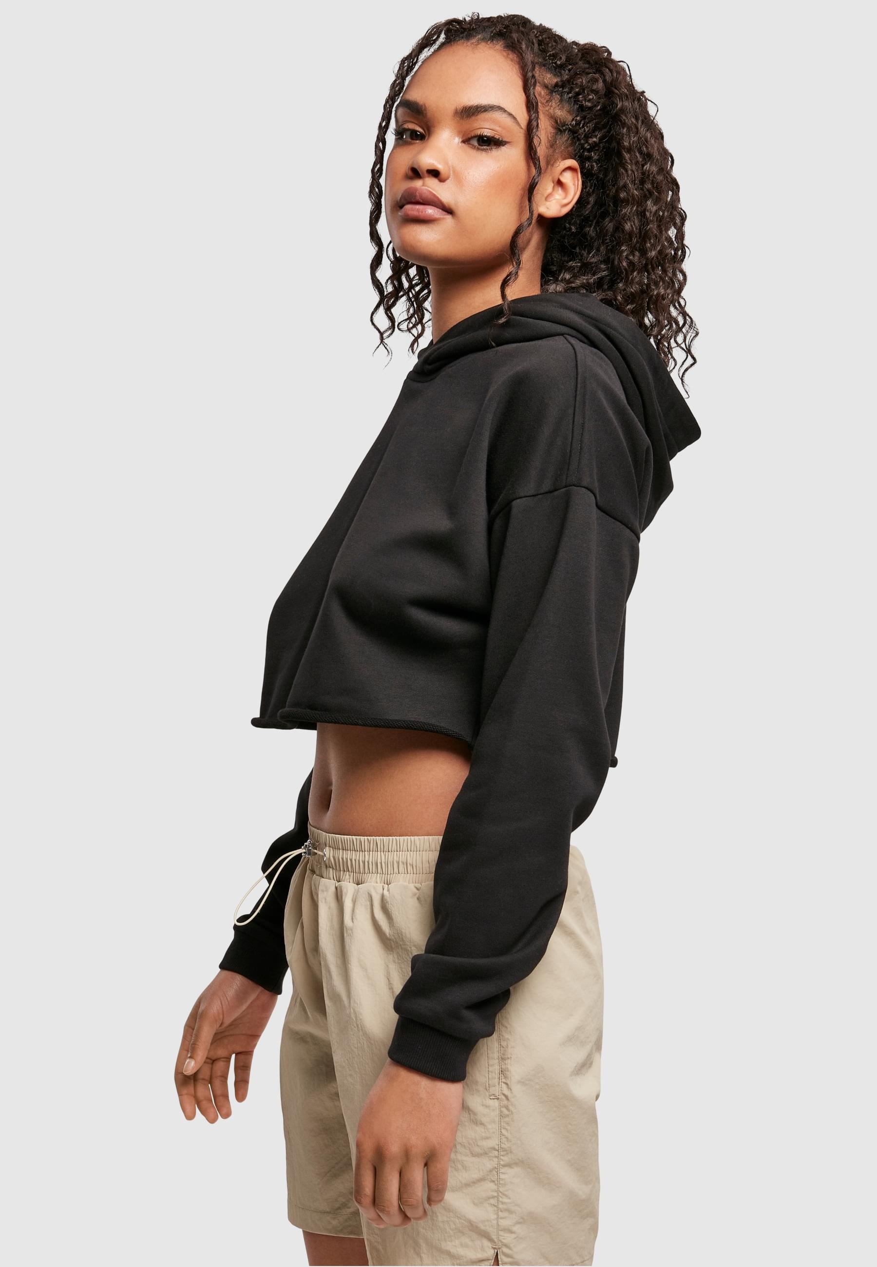 URBAN CLASSICS Rundhalspullover »Urban Classics Damen Ladies Oversized Cropped Hoody«, (1 tlg.)