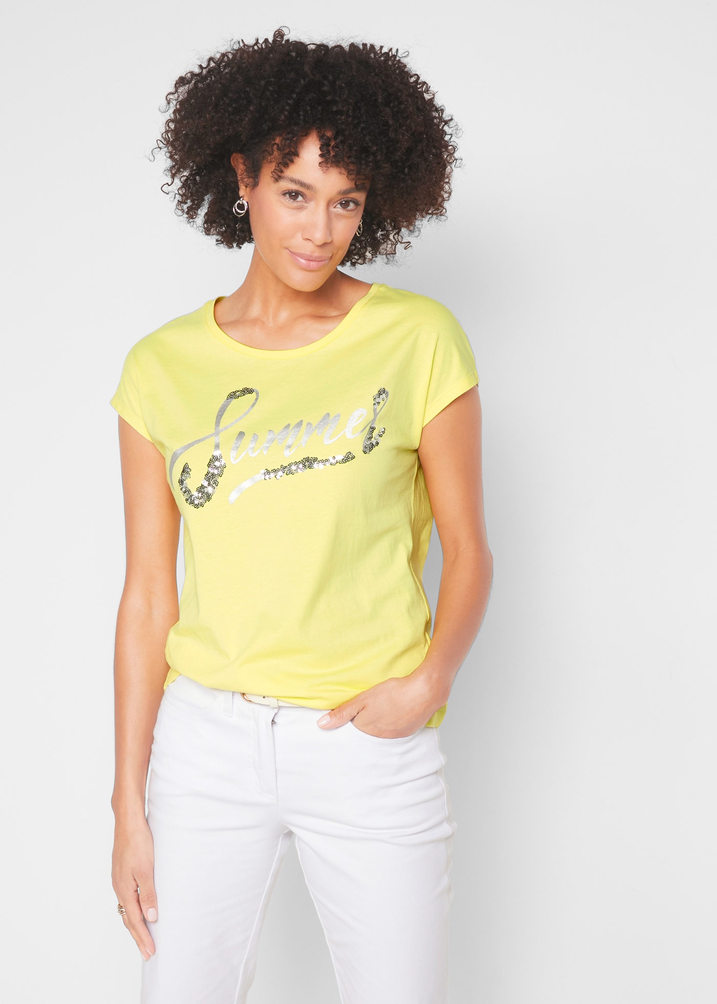 bonprix T-Shirt "Shirt mit Pailletten" Shirt mit Pailletten günstig online kaufen