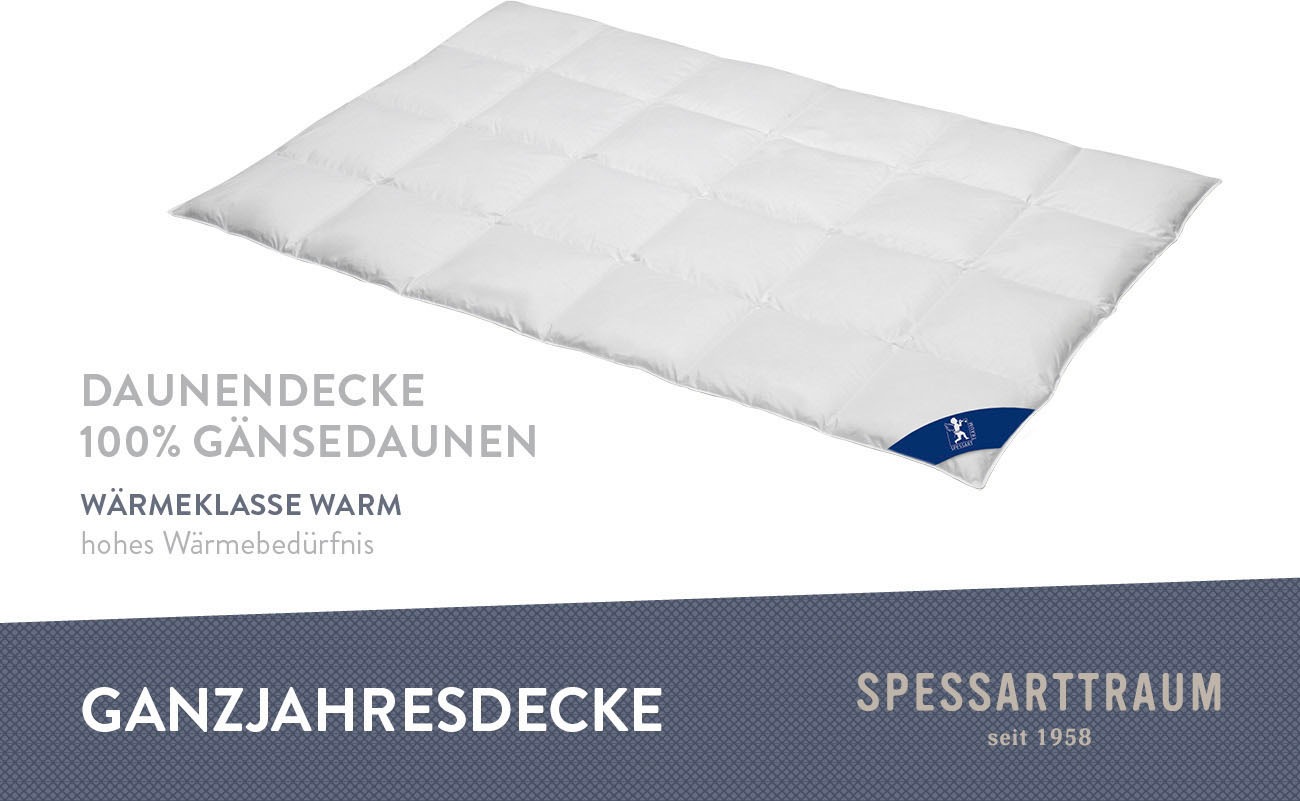 SPESSARTTRAUM Gänsedaunenbettdecke »Premium****, hergestellt in Deutschland, Bettdecken für Sommer, Winter«, normal, Füllung 100% Gänsedaunen, Bezug 100% Baumwolle, (1 St.), Bettdecke 135x200 cm, 155x220 cm, allergiker geeignet (Hausstaub)