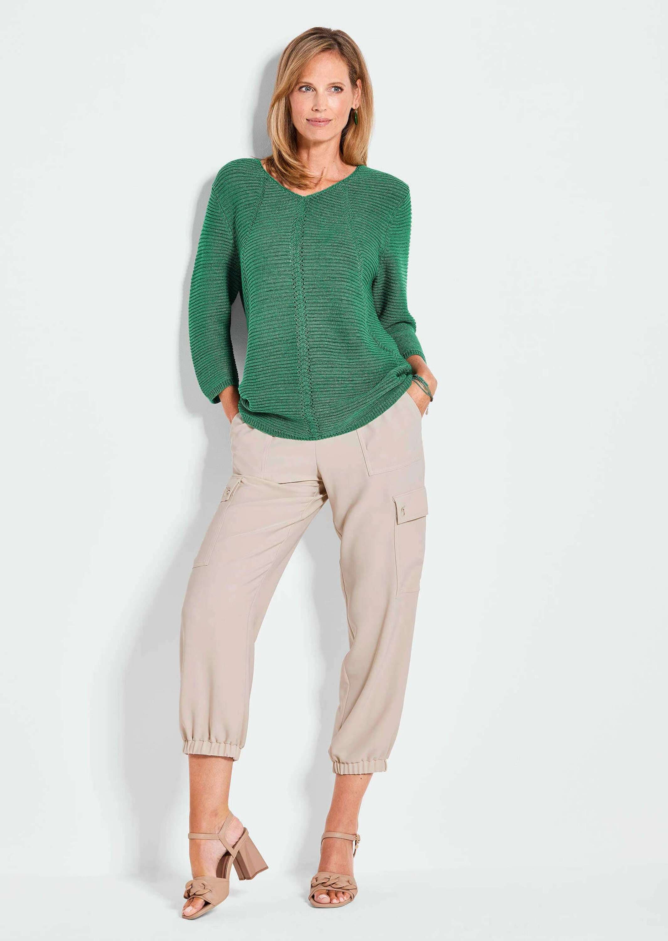 GOLDNER Rundhalspullover »Eleganter V-Ausschnitt Pullover«