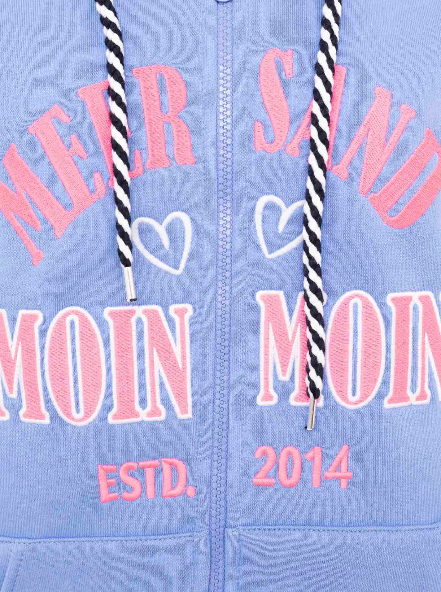 Zwillingsherz Sweatjacke »"Moin Moin"«, Kapuze, Langarm, Reißverschluss, modisch, maritim, Kordelzug