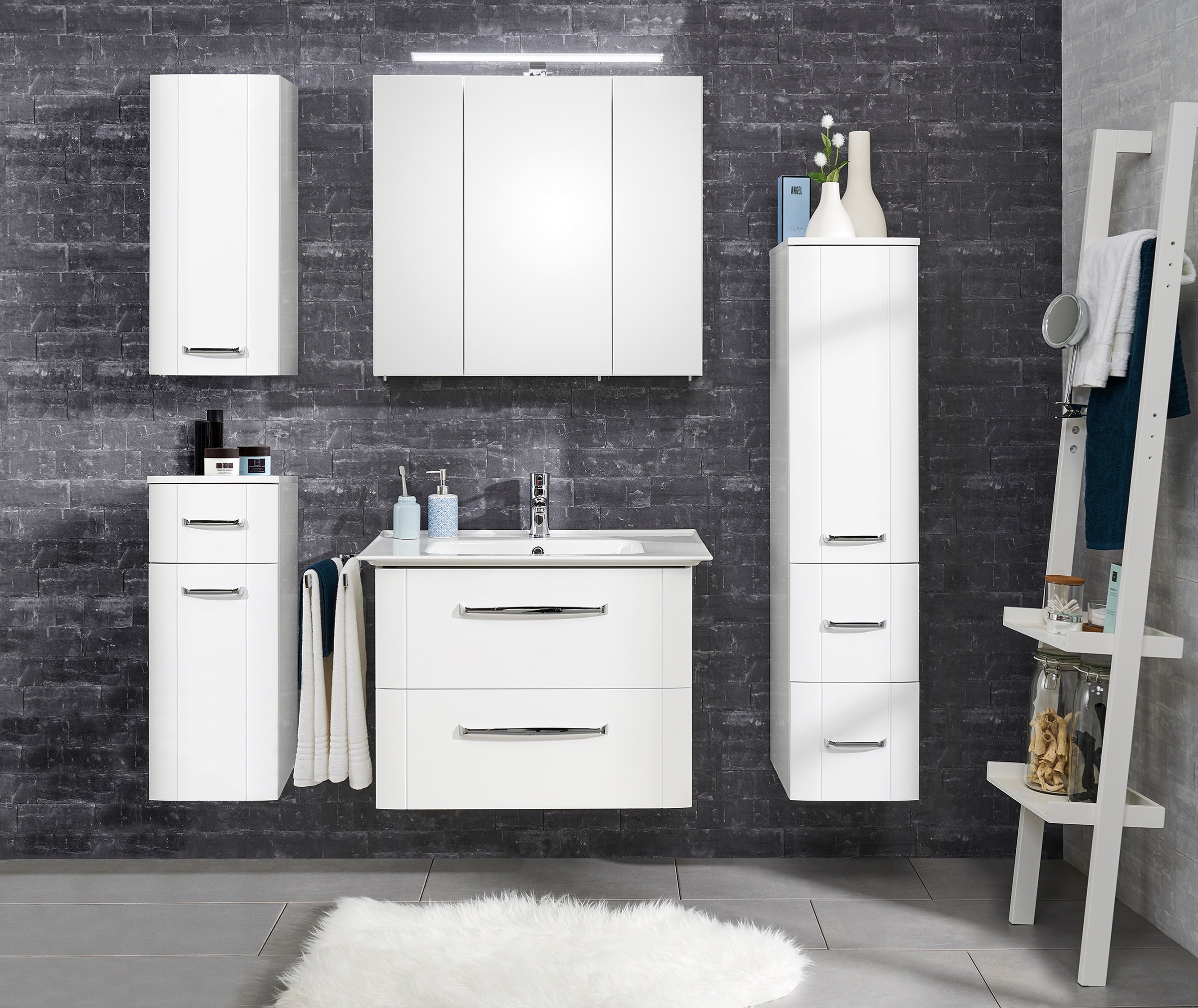 Saphir Badmöbel-Set "Serie 3006 5-teilig Keramik-Waschtisch mit Spiegelschr günstig online kaufen