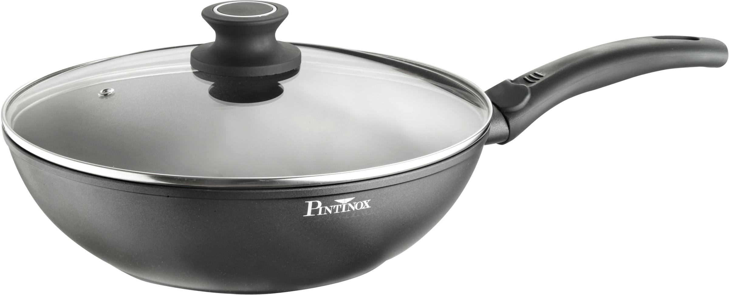 PINTINOX Wok »Power«, Aluminium, 2-lagige Antihaftbeschichtung, mit Glasdeckel, Ø 30 cm, Induktion