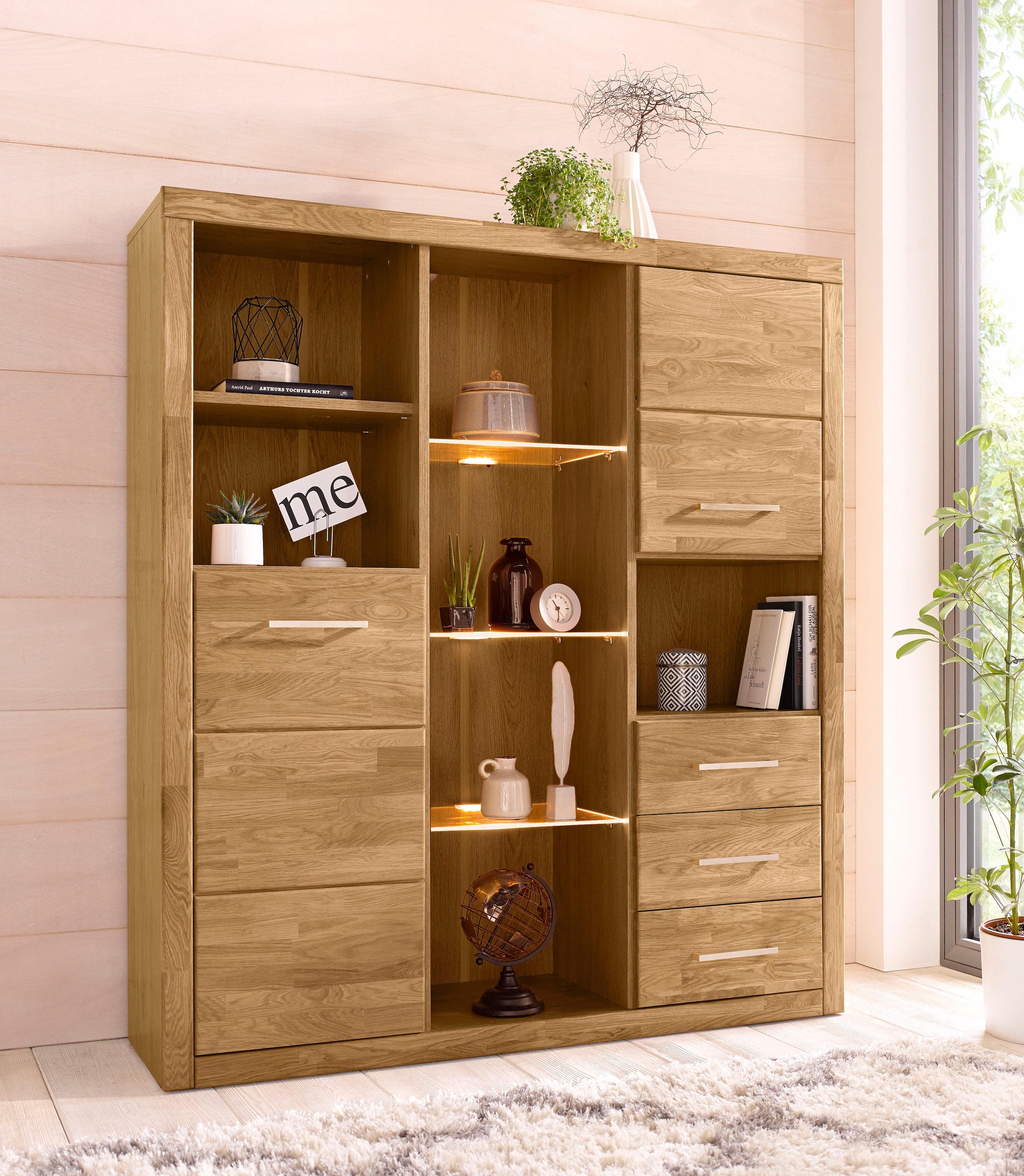 Highboard »Ribe«, Breite 130 cm mit 2 Holztüren