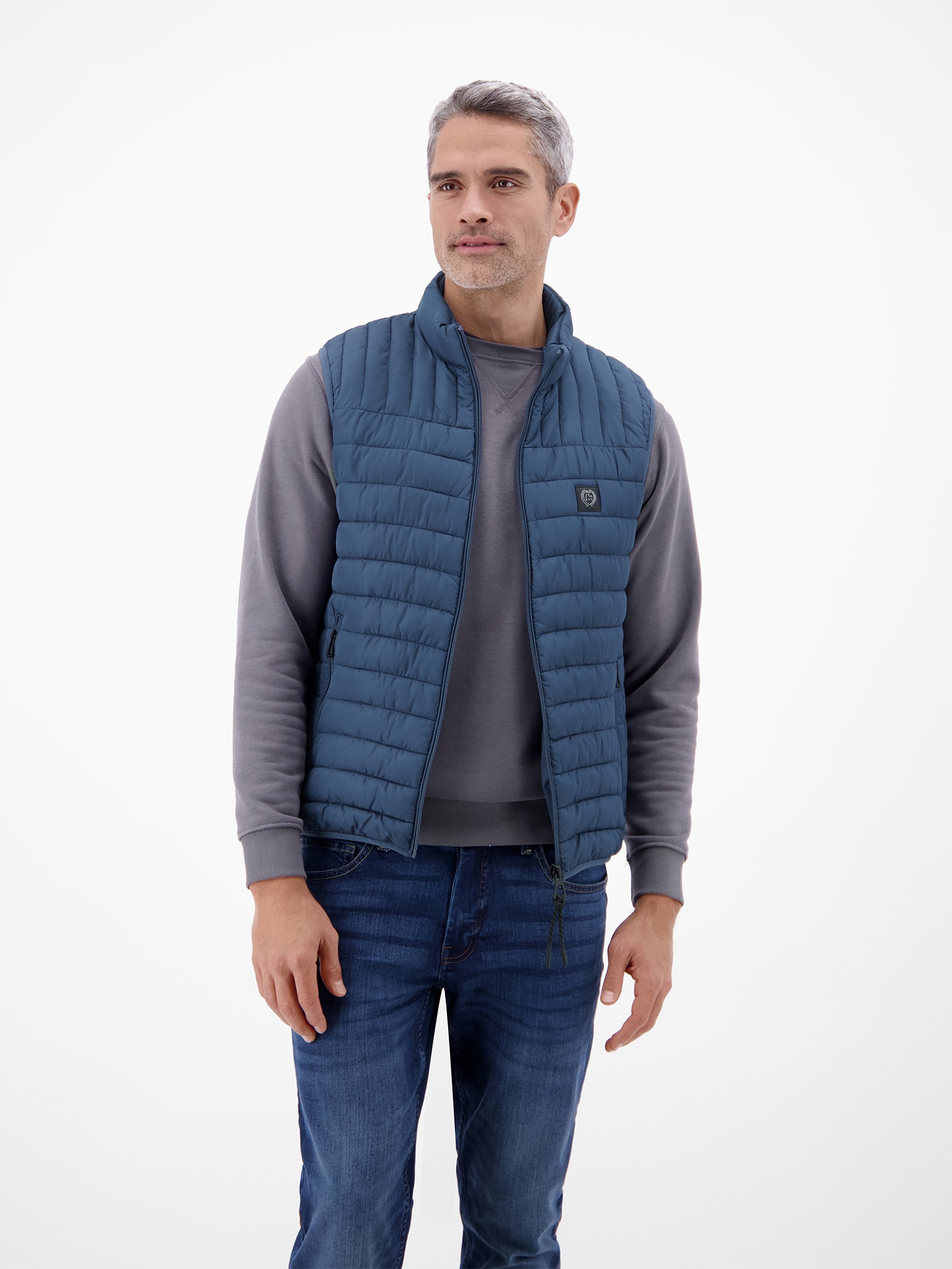 Steppweste LERROS "Steppweste für Herren, leicht gefüttert", Herren, Gr. M, storm blau, 100% Polyester, Westen Steppweste 3