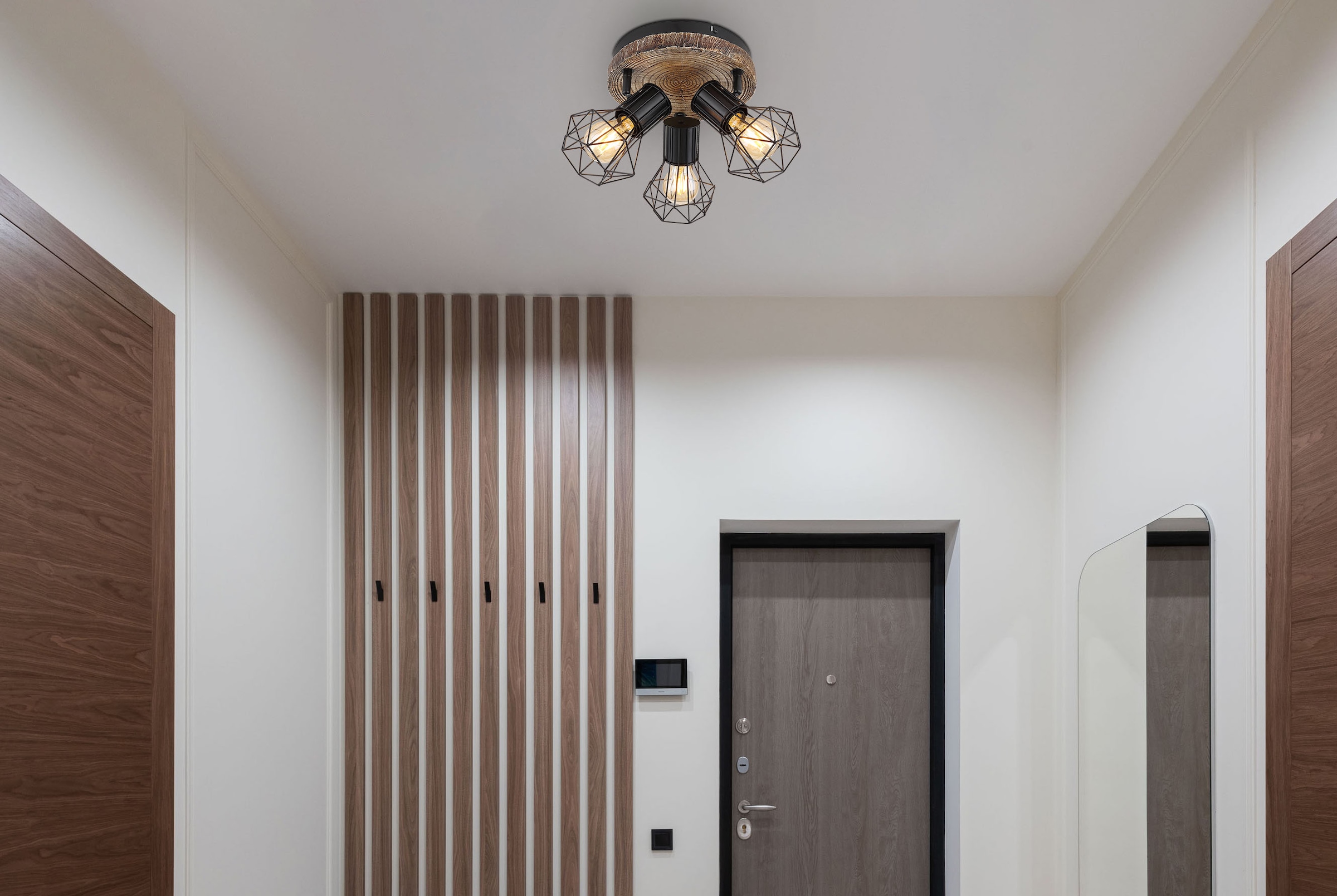 GLOBO LIGHTING Deckenstrahler »PRISKA«, Leuchtmittel E27 | ohne Leuchtmittel, Deckenstrahler/schwarz/holzoptik/Flur/Wohnzimmer