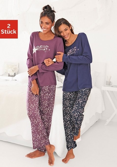 Vivance Dreams Pyjama (4 tlg. 2 Stück) mit Sternenprint