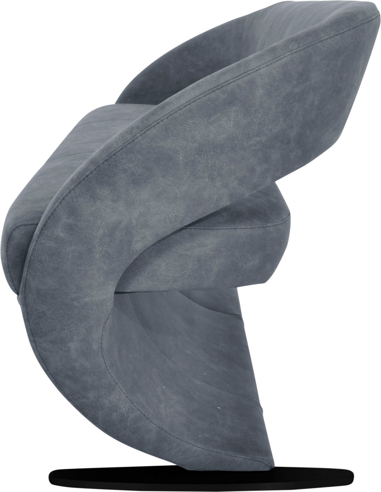 Polsterbank K+W KOMFORT & WOHNEN "Wave", blau, B:204cm H:83cm T:68cm, 785: Microfaser, 100% Polyester, Sitzbänke, Polsterbank, in geschwungener Optik mit Metallkufe in schwarz Struktur 3
