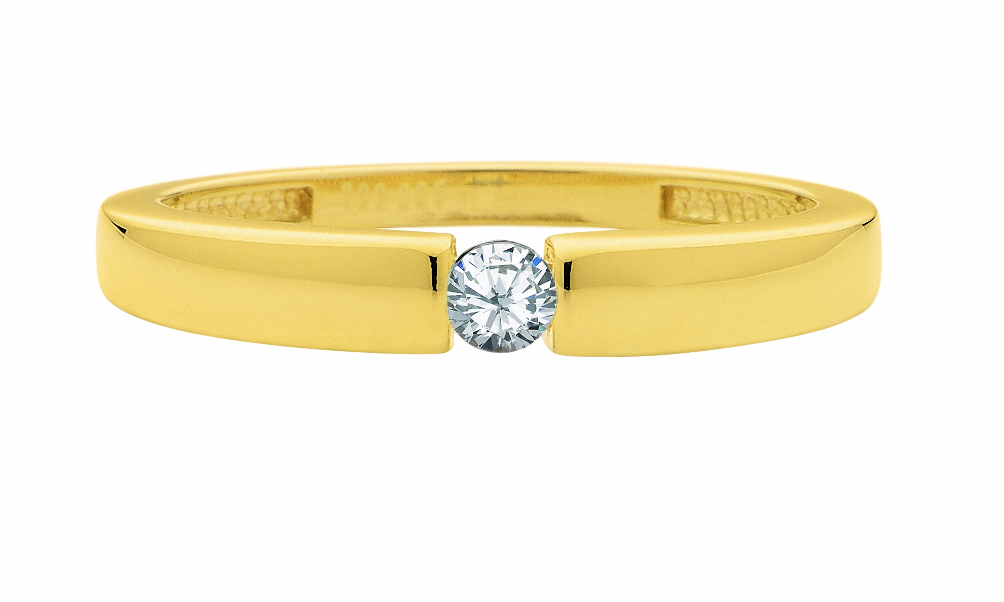 ADELIA ́S Damen Solitärring "Solitärring 333 Gold ( 8K ) mit Zirkonia", 52, Gold, gold, Gold, Fingerringe, Goldring Diamant