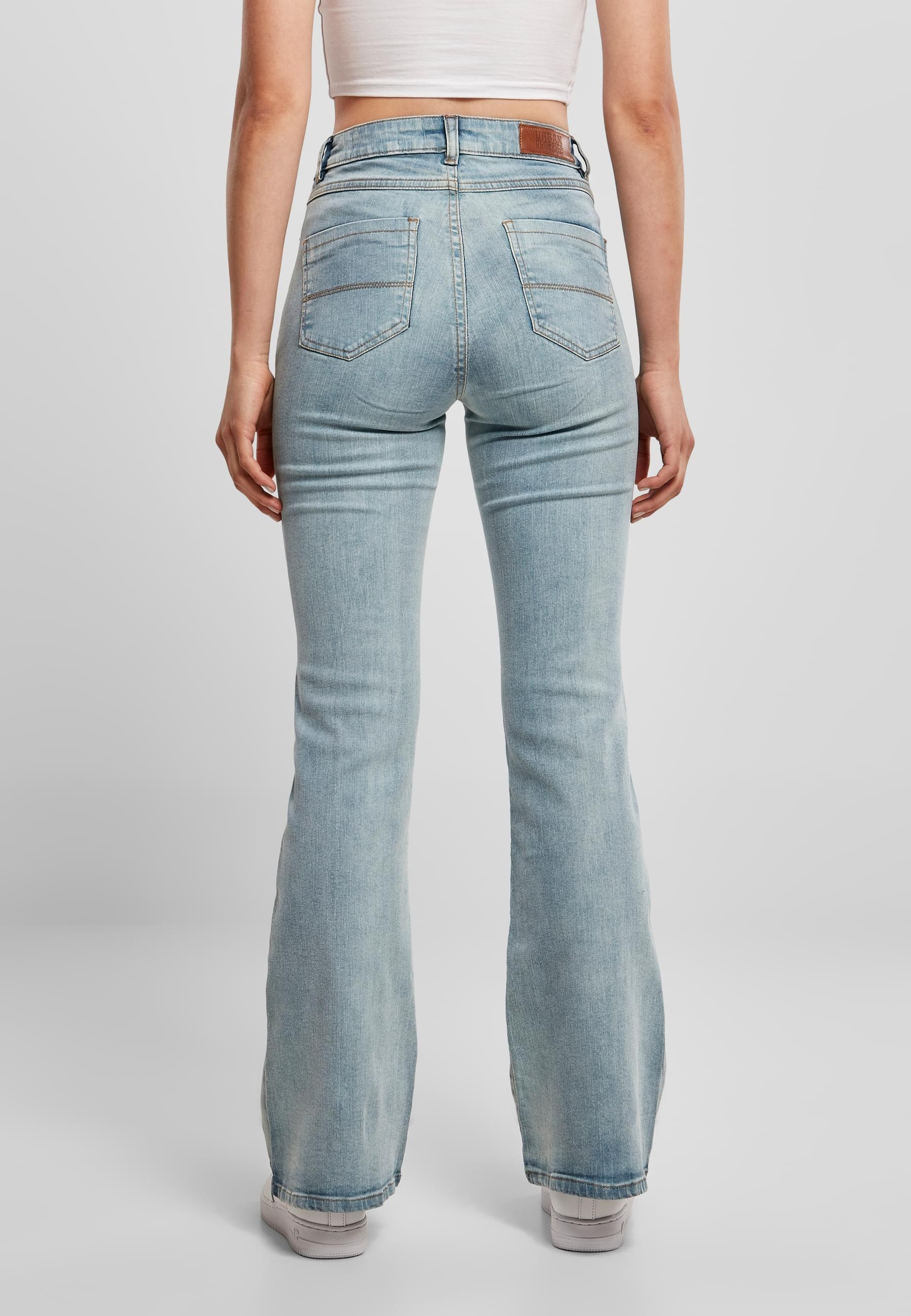 URBAN CLASSICS Bequeme Jeans »Urban Classics Damen Ladies High Waist Flared Denim Pants«, (1 tlg.)