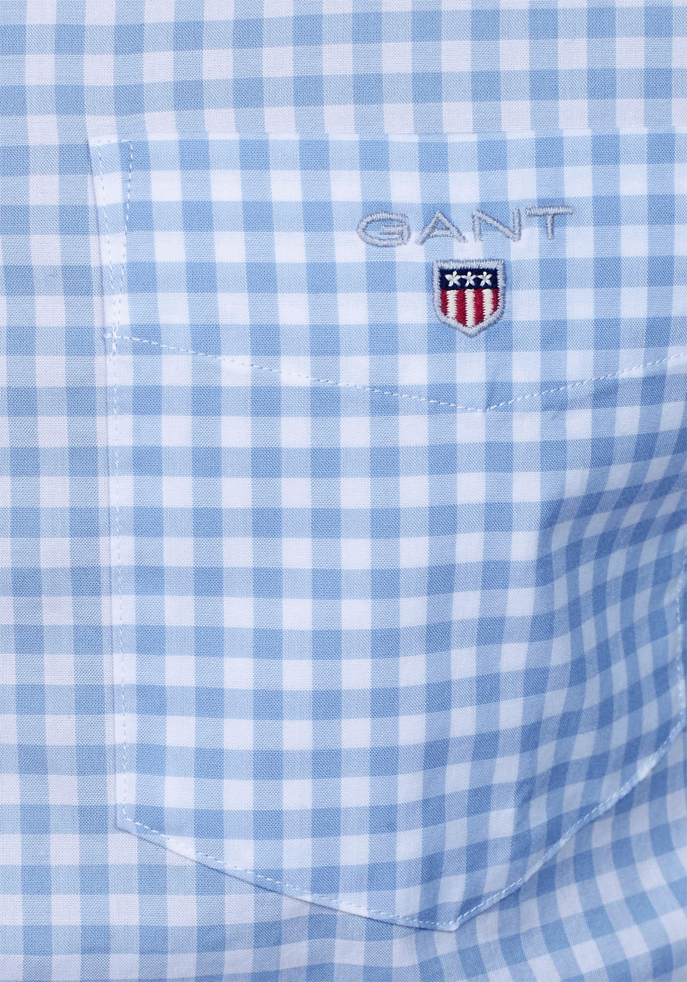 Gant Karohemd »Regular Fit Gingham Popeline Hemd strapazierfähig pflegeleicht kariert«, mit abgerundetem Saum