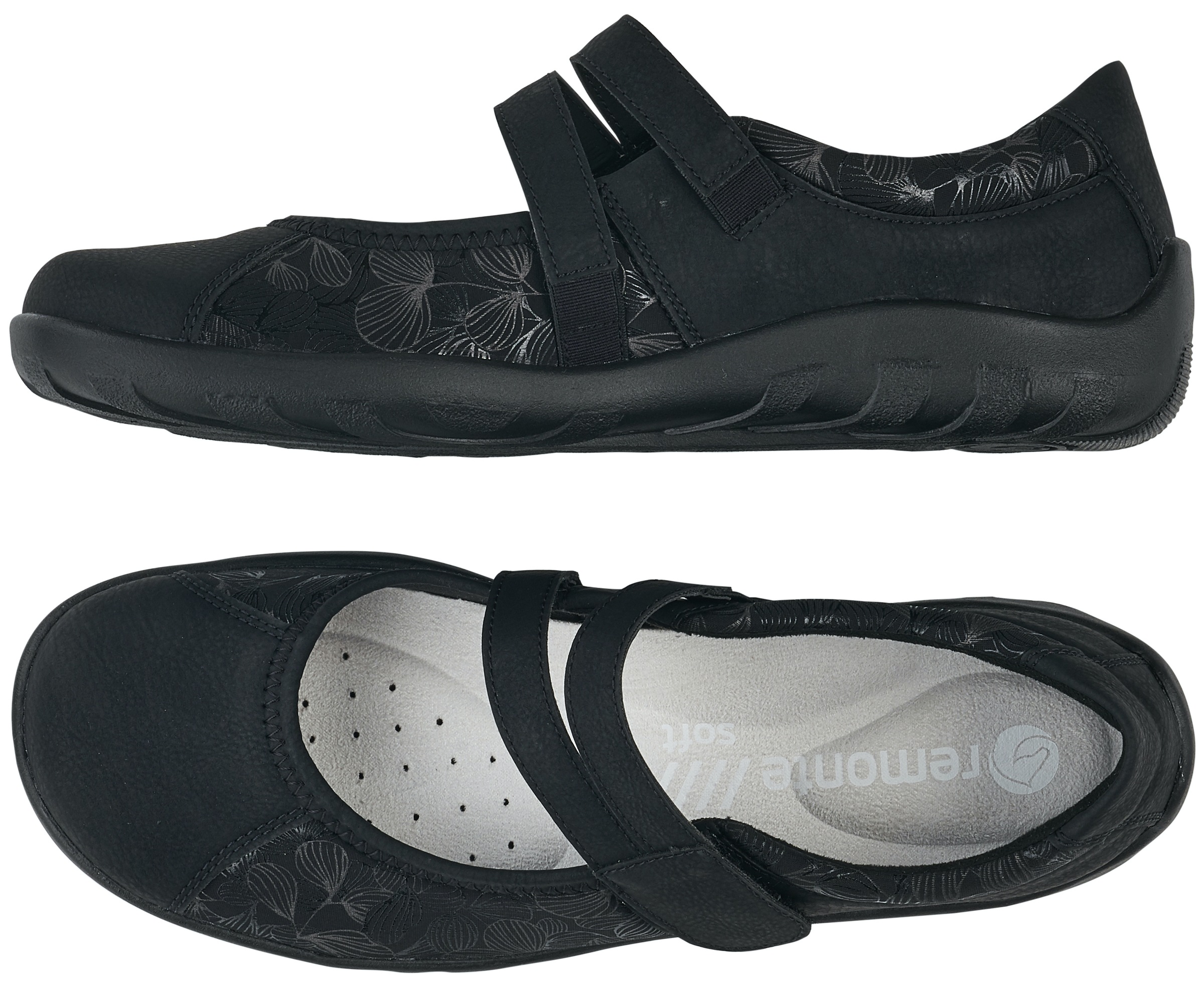 Ballerina REMONTE, Damen, Gr. 36, schwarz, Lederimitat, Textil, Schuhe Ballerina, Slipper, Schlupfschuh, Slip-On Sneaker mit dezenter Snake-Optik 3