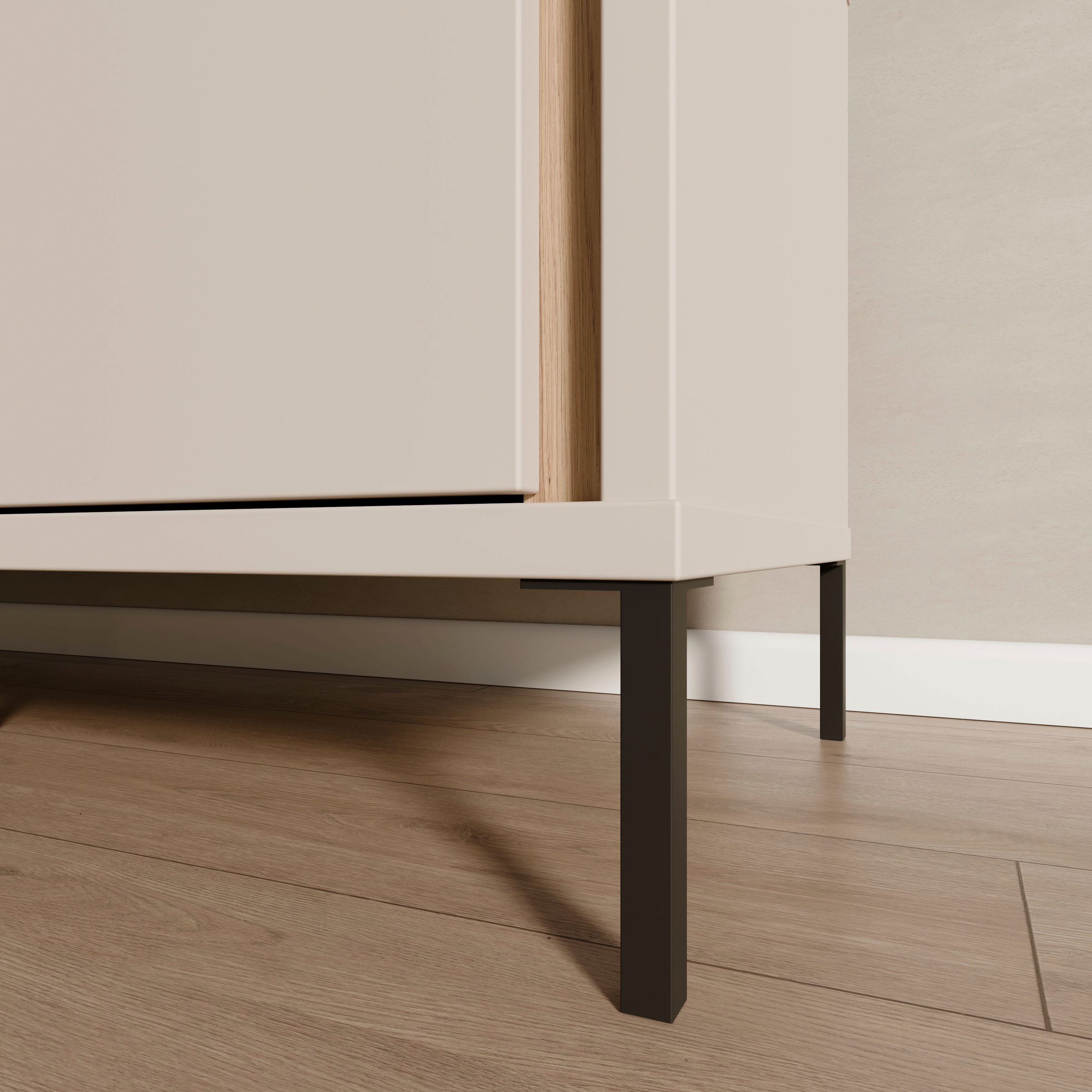FORTE Sideboard »Forte Seravel Kommode 124 cm, Kashmir Beige/Mauvella Eiche« B/H/T 124,1/87,2/41,5 viel Stauraum, Lamellenoptik