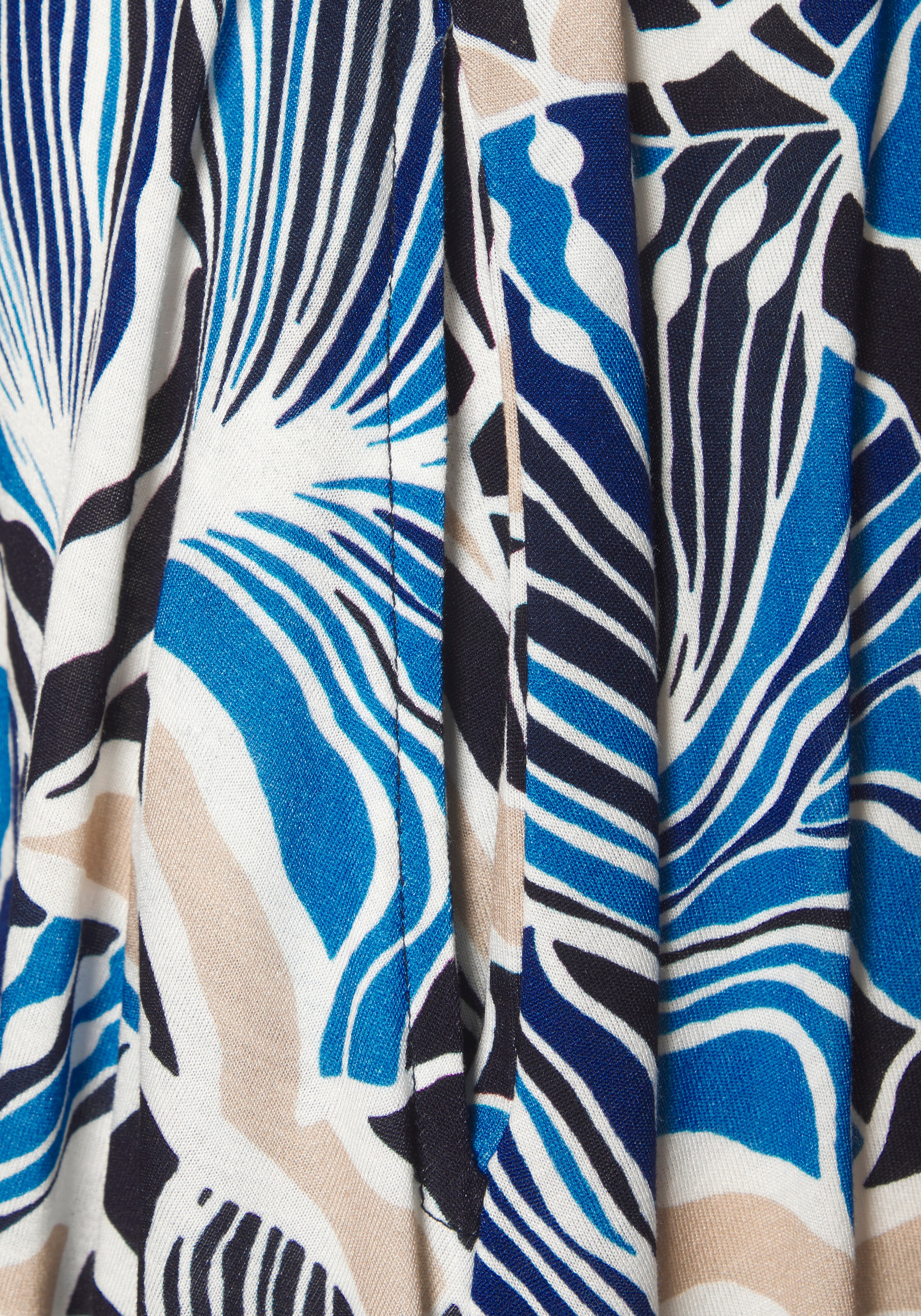 LASCANA Jerseykleid, mit Paperbag-Bund und bedrucktem Rock, kurzärmliges Sommerkleid