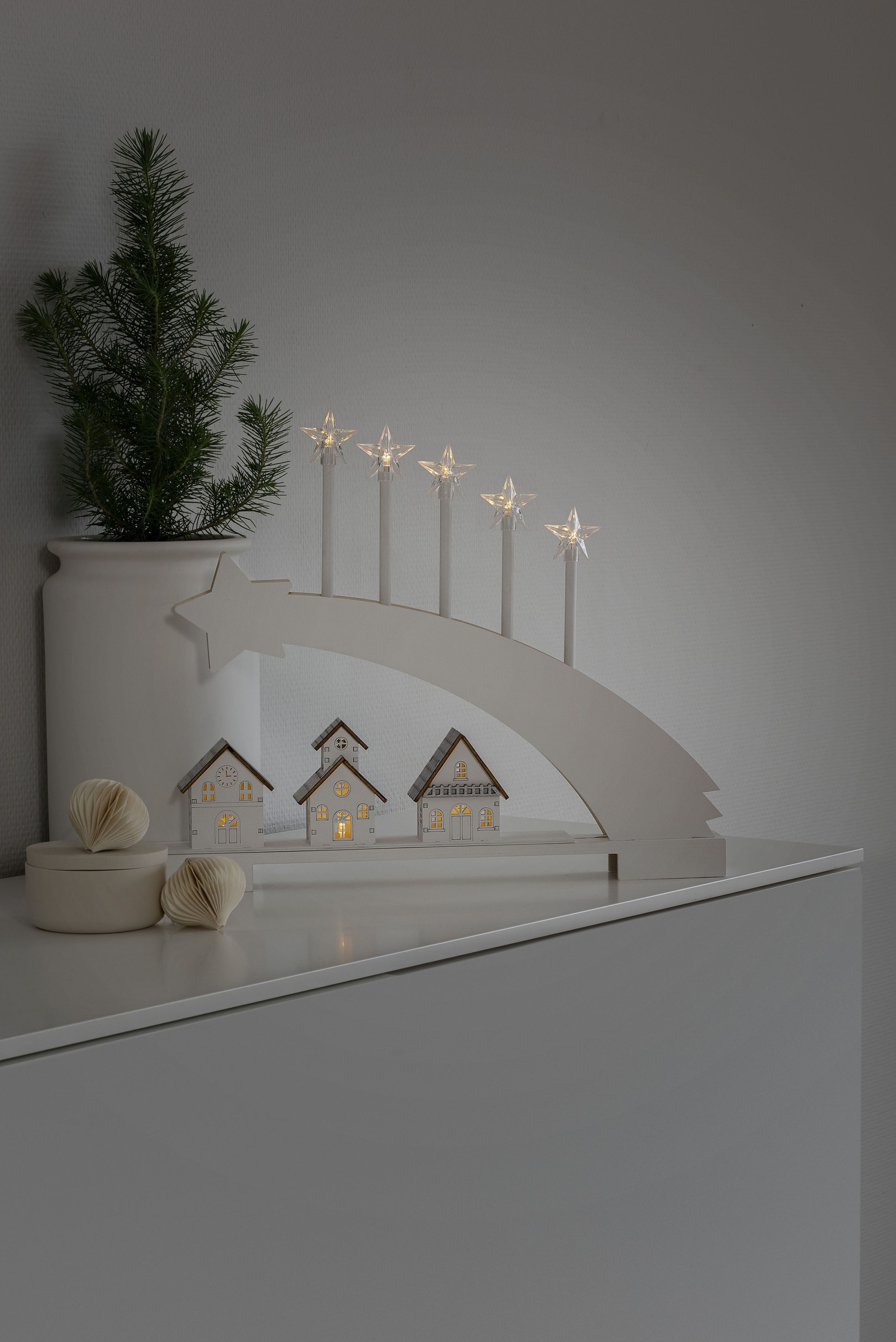 Star LED-Fensterleuchter 'Tall-A' – 7-flammig, 63 X 66 Cm, Holz/Metall, Inkl. Schalter