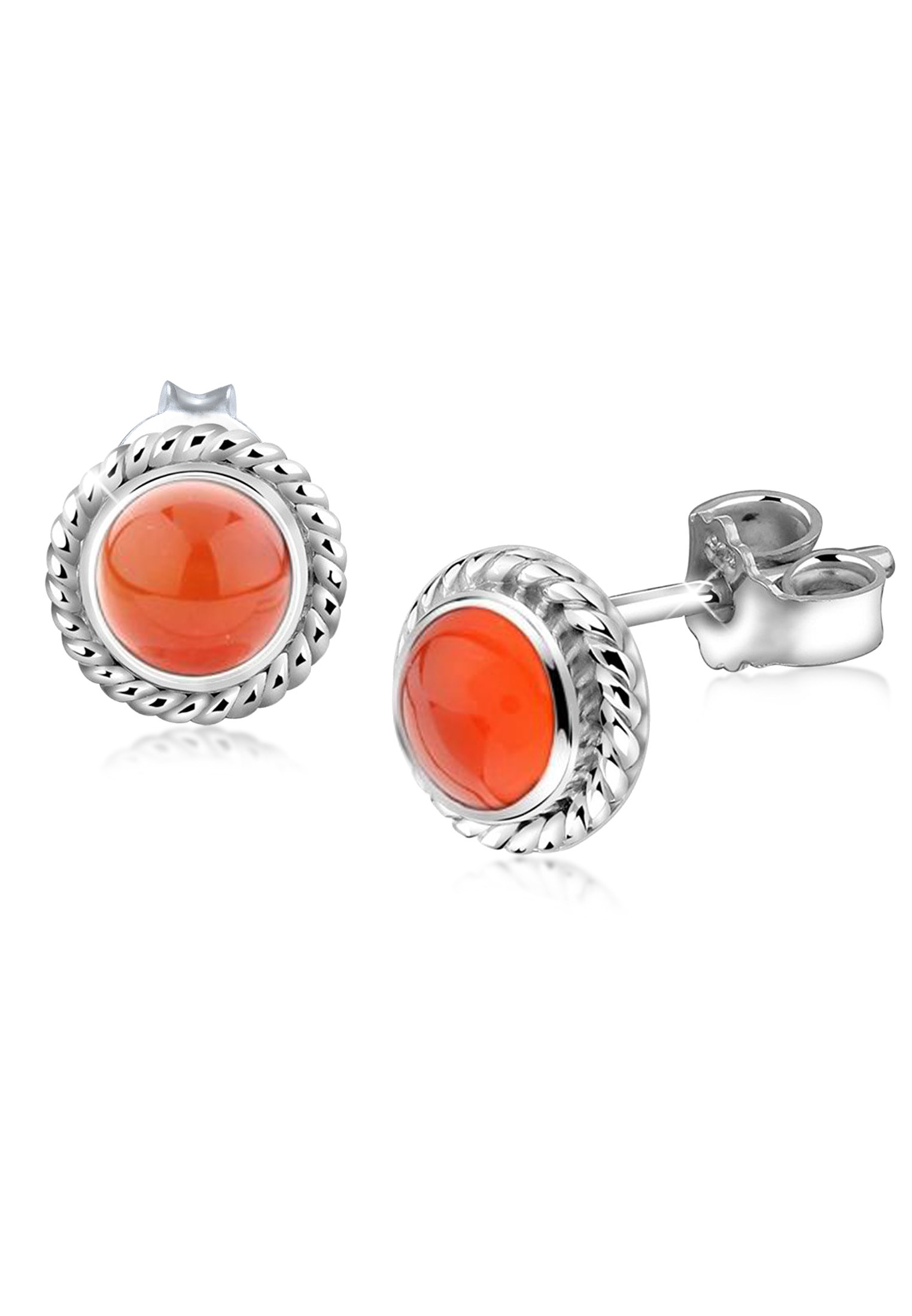 "Paar Ohrstecker NENALINA ""Ohrringe Karneol Geburtsstein Juli Trend 925 Silber"", orange, Ohrringe, Damen, mit Stein, Silber 925 (Sterlingsilber)"