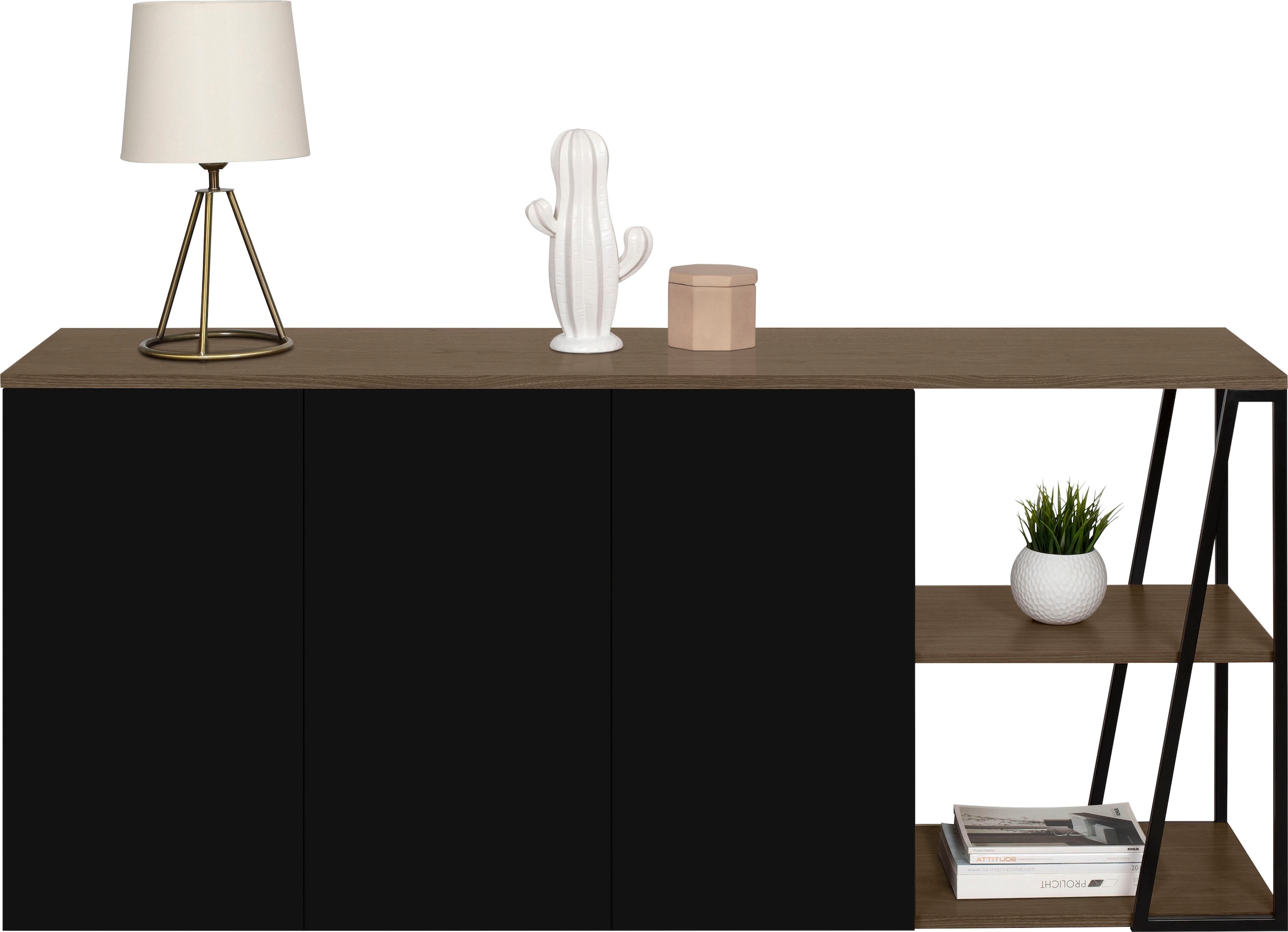 TemaHome Sideboard »Albi«, Kommode aus Echtholzfurnier mit Metallgestell, Breite 190 cm