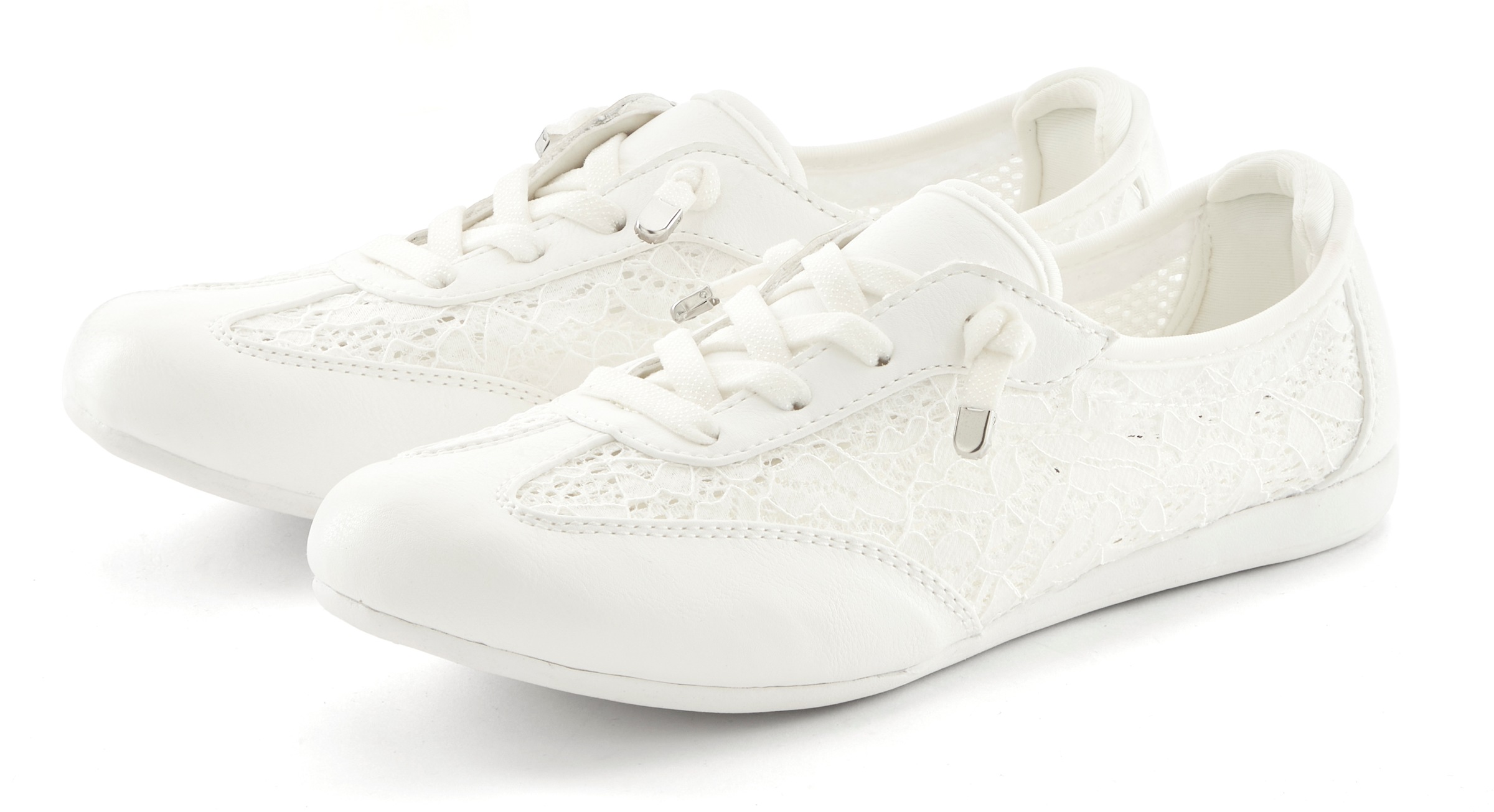 Sneaker LASCANA "Freizeitschuh, Halbschuh, Slip-On-Sneaker", Damen, Gr. 42, weiß, Obermaterial: 60% Textilmaterial, 40% Lederimitat. Decksohle: 100% Textilmaterial. Futter: 100% Textilmaterial. Laufsohle: 100% Synthetik, leicht transparent, unifarben, Bas
