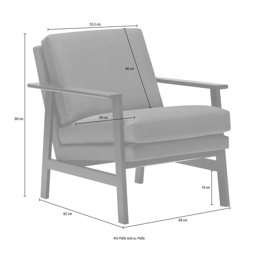 LOVI Sessel »Pepper«, Gestell schwarz aus massiver Buche im Retro Style