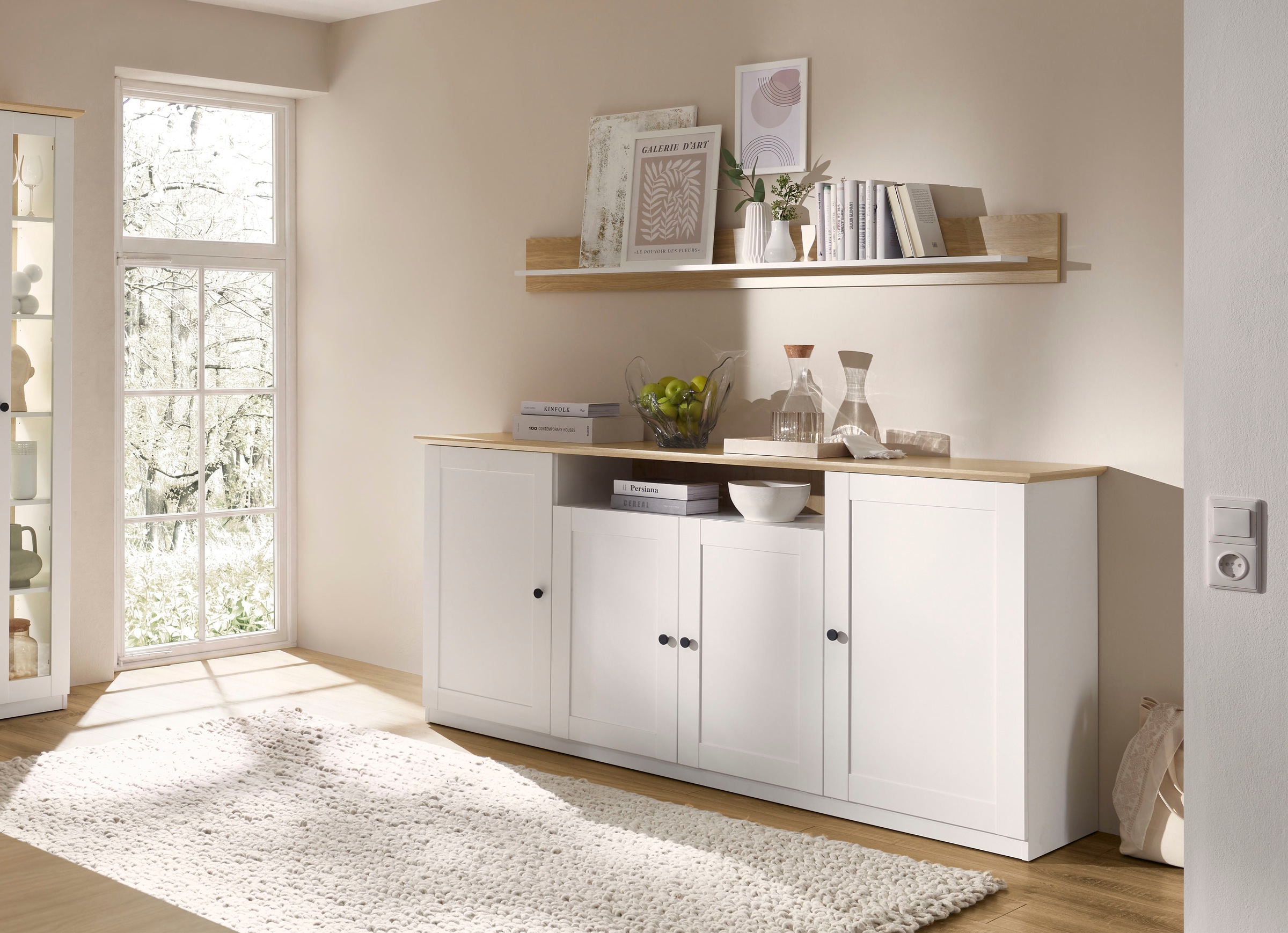 OTTO home Wandboard »Brest, Wandregal im Landhausstil, Hängeregal mit Ablagefläche« vielseitig einsetzbar, zeitlos, 180 cm breit